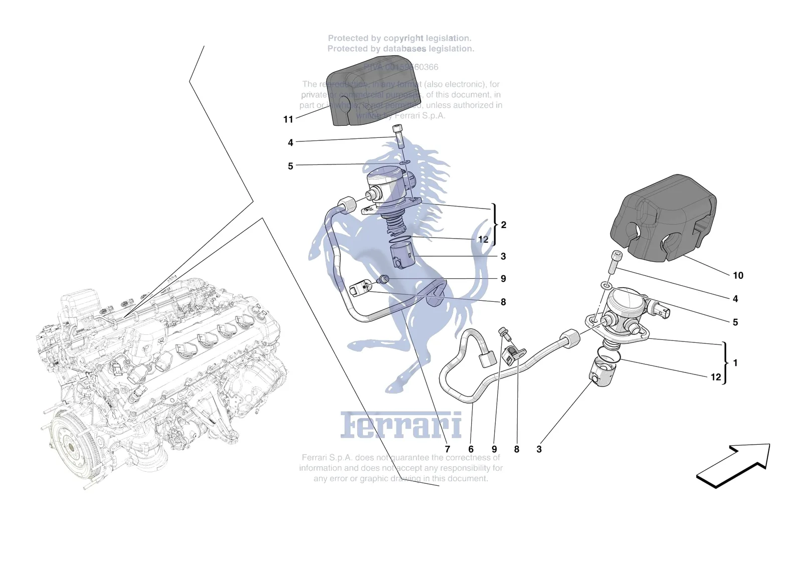 Ferrari Daytona SP3 [ENGINE] - B.18 - FUEL PUMPS exploded diagram