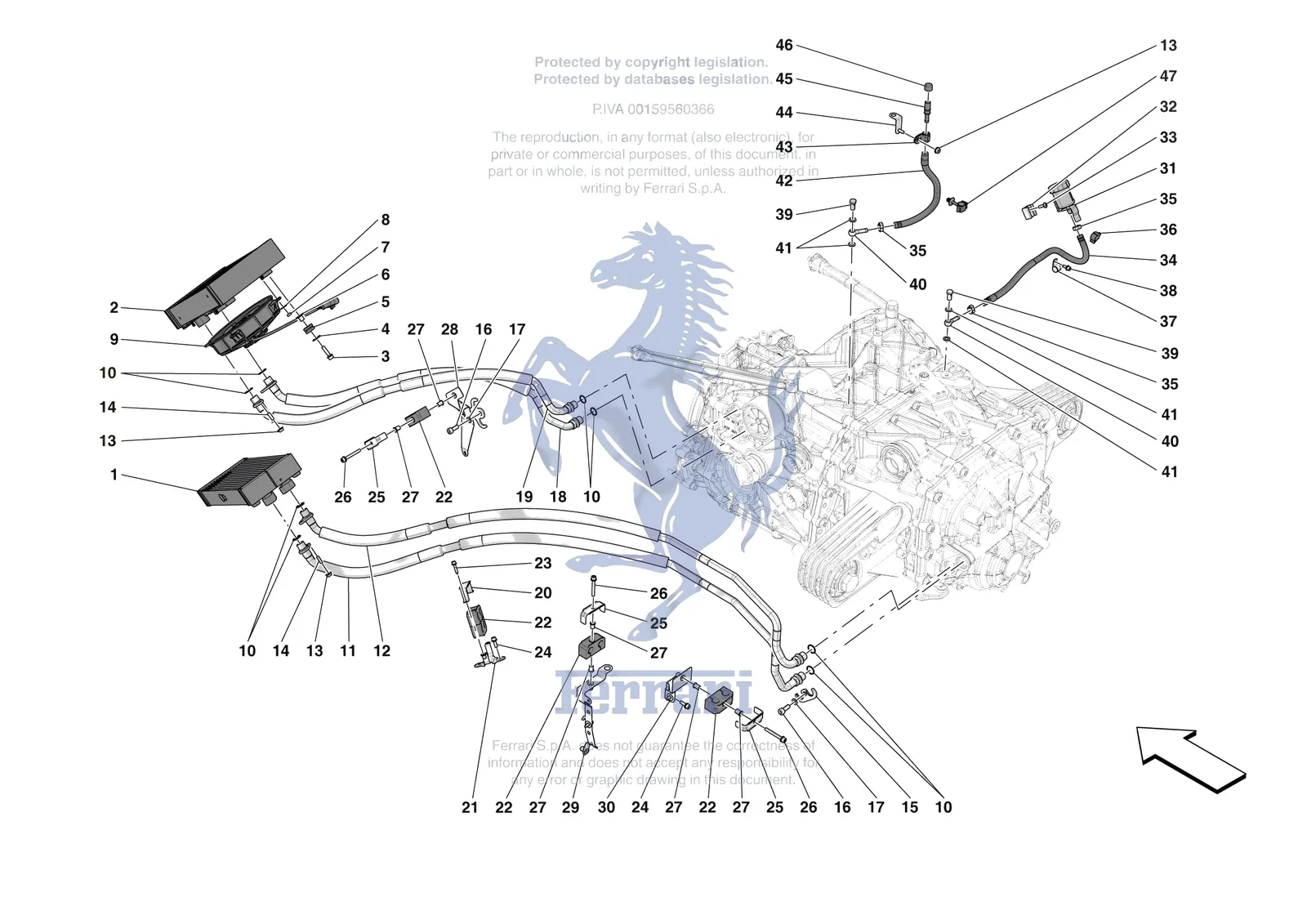 Ferrari Daytona SP3 [ENGINE] - B.26 - ENGINE HEAT EXCHANGER exploded diagram