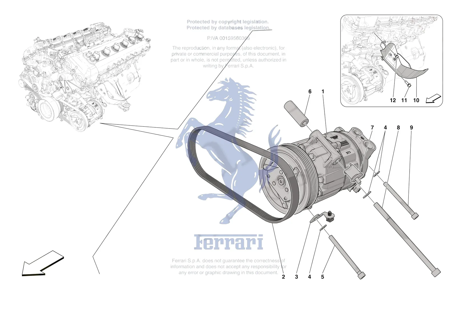 Ferrari Daytona SP3 [ENGINE] - B.29 - AC COMPRESSOR exploded diagram