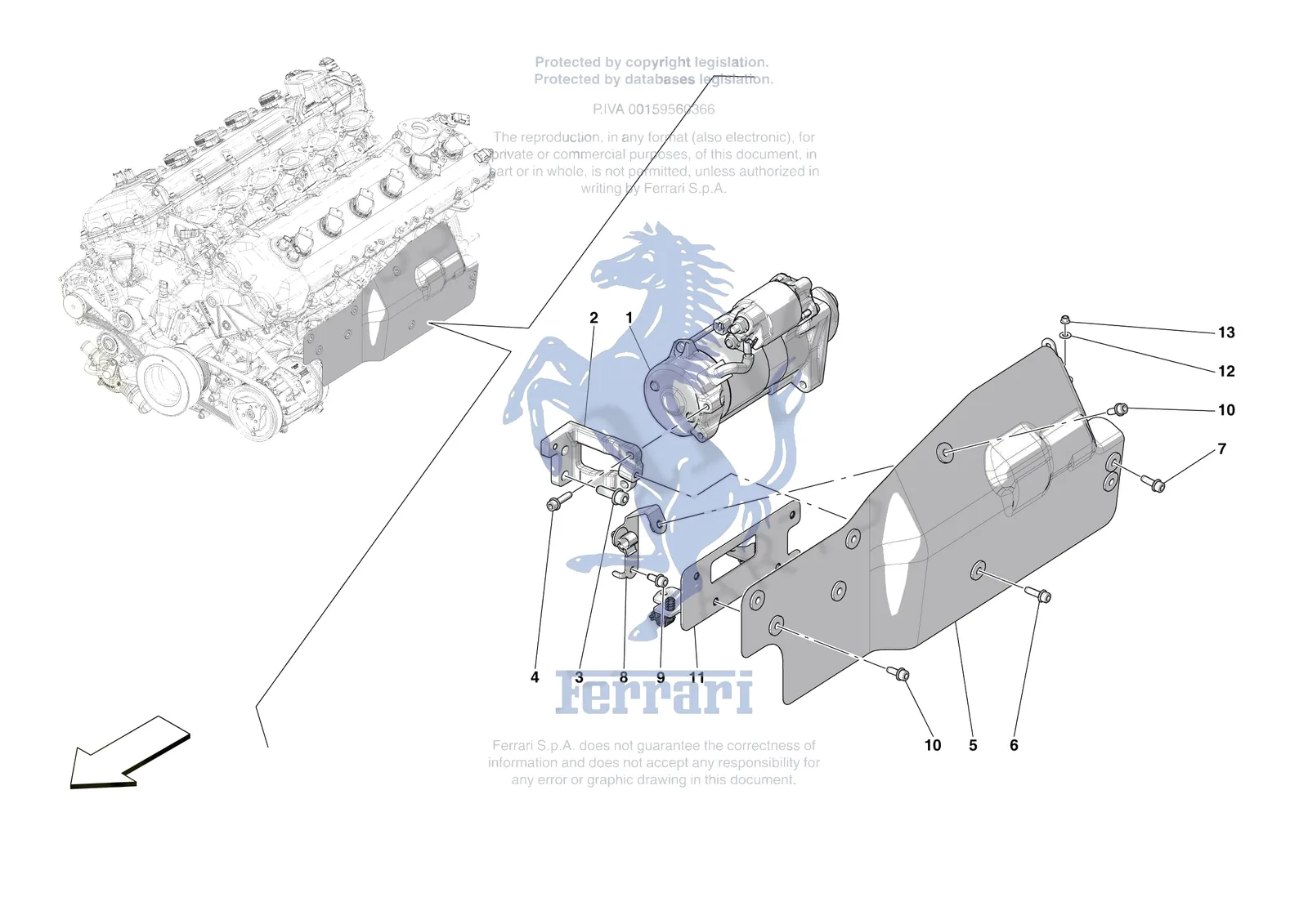 Ferrari Daytona SP3 [ENGINE] - B.31 - ELECTRIC STARTER MOTOR exploded diagram