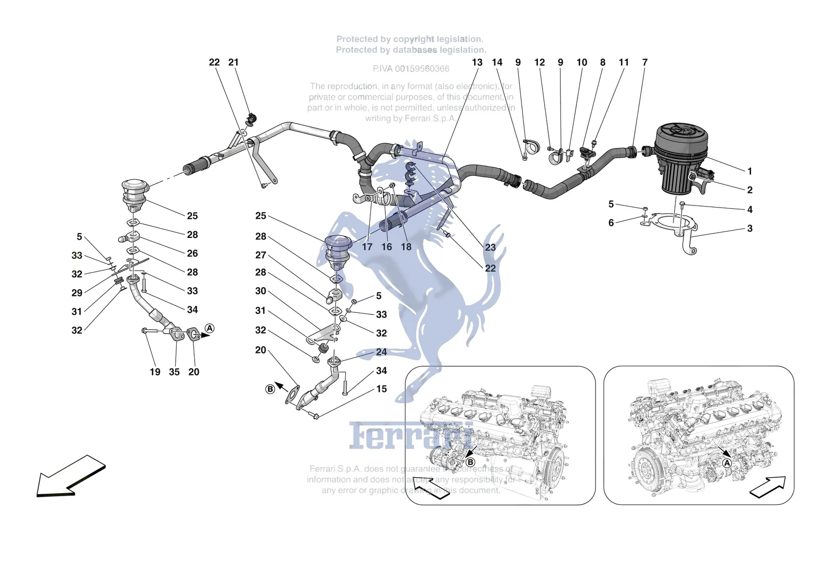 Ferrari Daytona SP3 [MECHANICAL SYSTEM] - D.06 - EMISSIONS CONTROL SYSTEM exploded diagram
