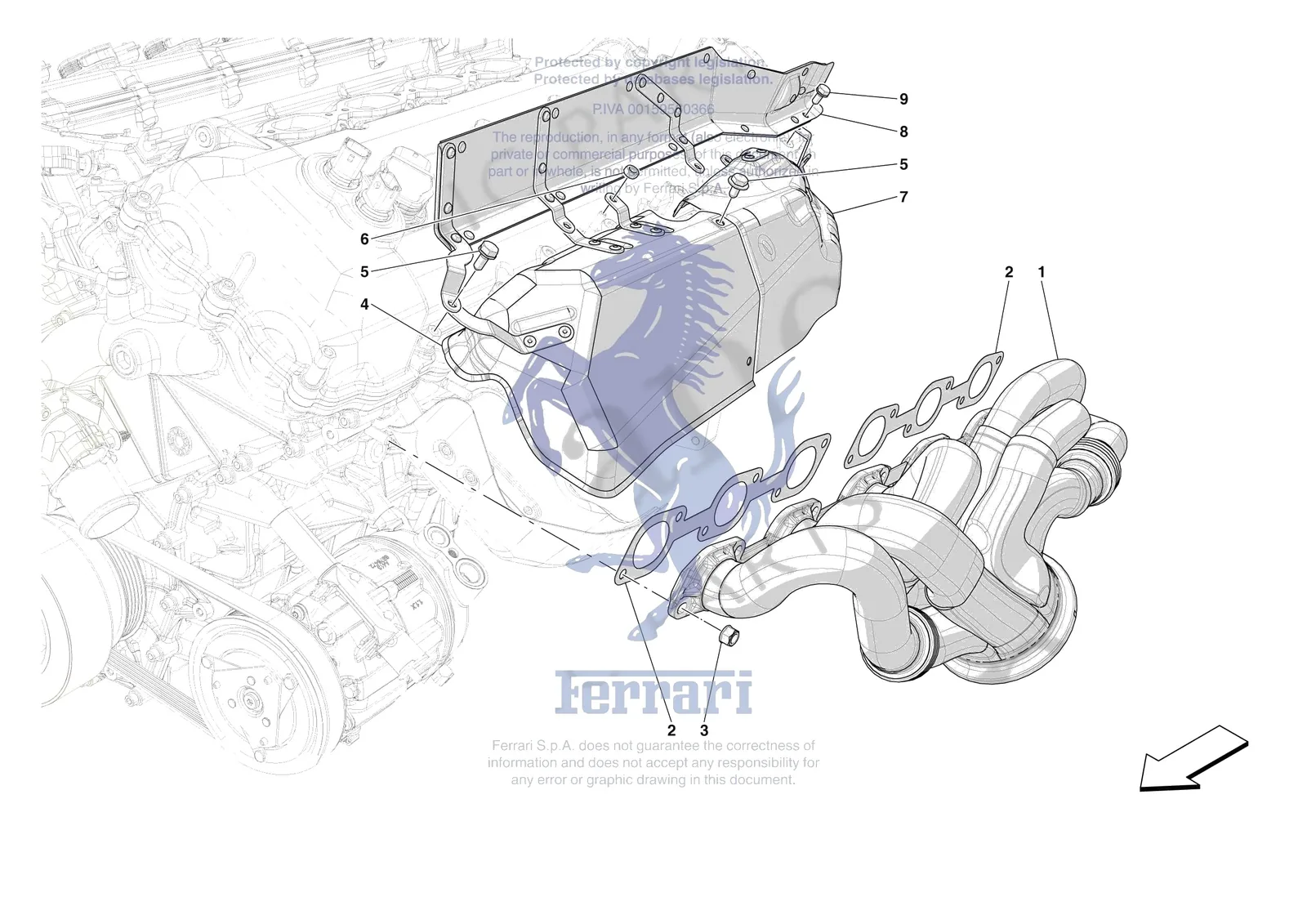 Ferrari Daytona SP3 [MECHANICAL SYSTEM] - D.07 - EXHAUST MANIFOLD exploded diagram