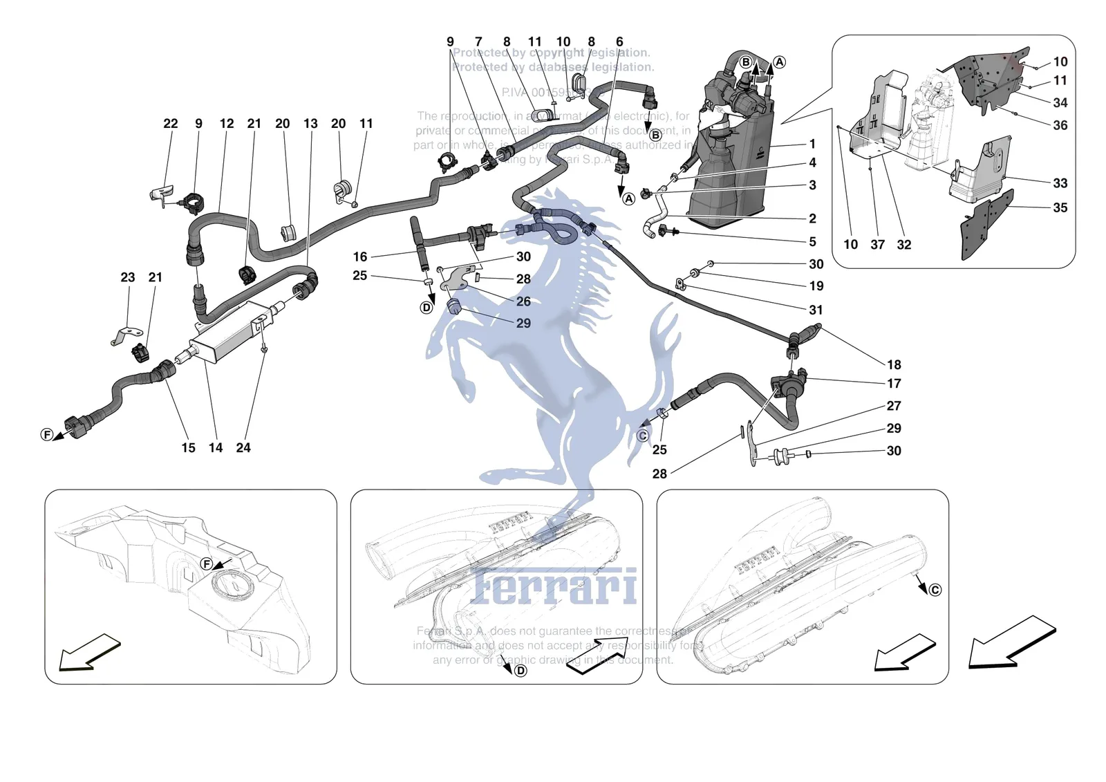 Ferrari Daytona SP3 [MECHANICAL SYSTEM] - D.13 - EVAPORATIVE EMISSIONS CONTROL SYSTEM exploded diagram