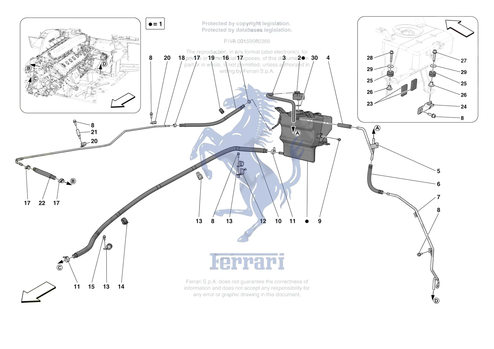 Ferrari Daytona SP3 [MECHANICAL SYSTEM] - D.15 - EXPANSION TANK exploded diagram