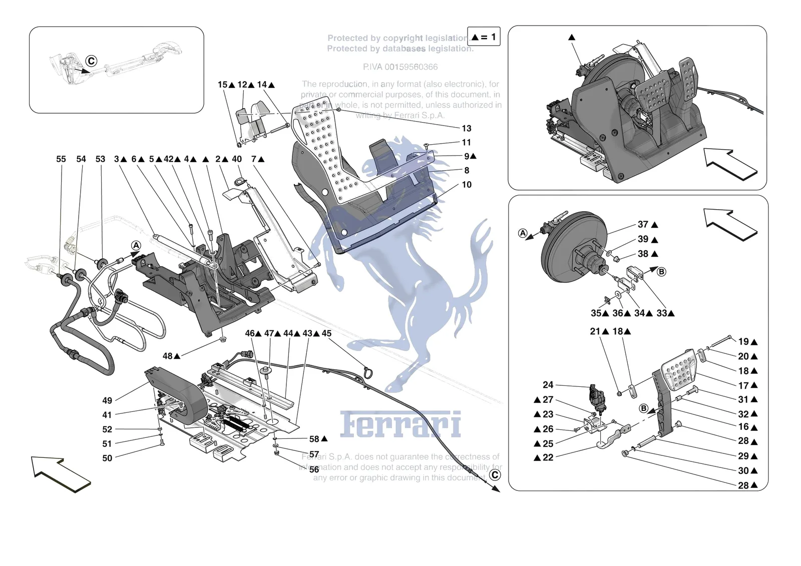 Ferrari Daytona SP3 [MECHANICAL SYSTEM] - D.20 - PEDAL BOARD exploded diagram