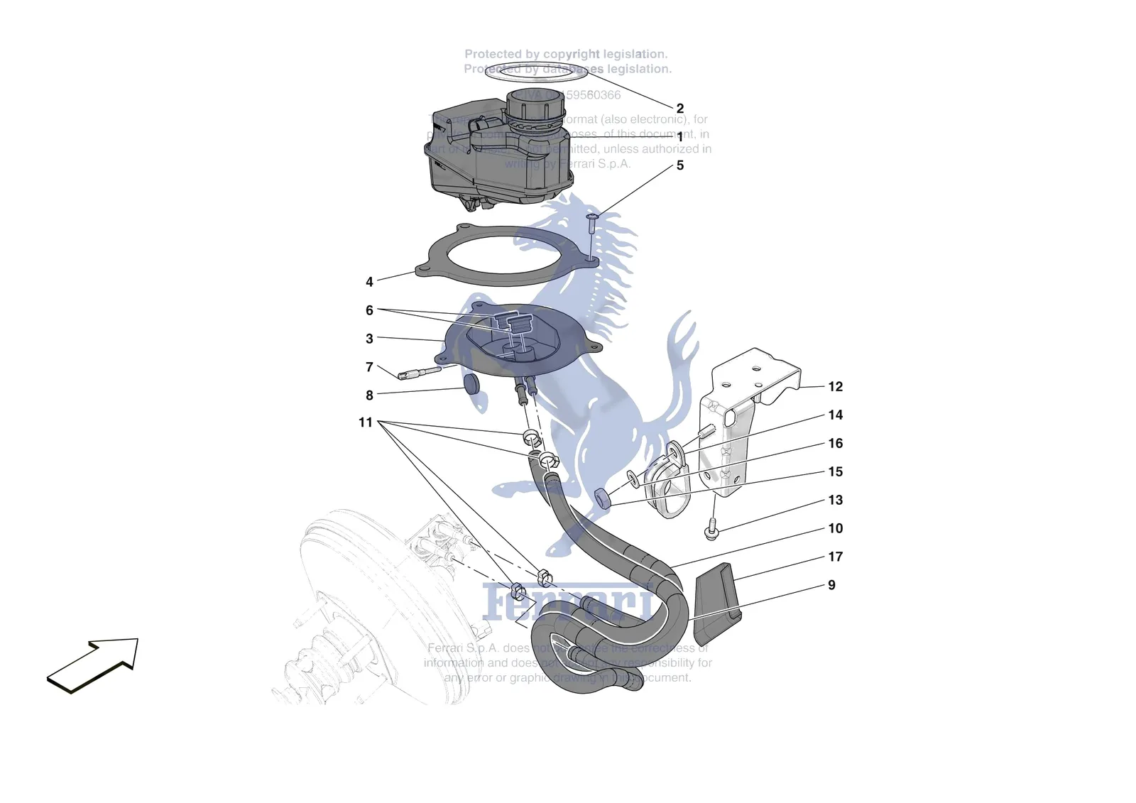 Ferrari Daytona SP3 [MECHANICAL SYSTEM] - D.22 - BRAKE MASTER CYLINDER RESERVOIR exploded diagram