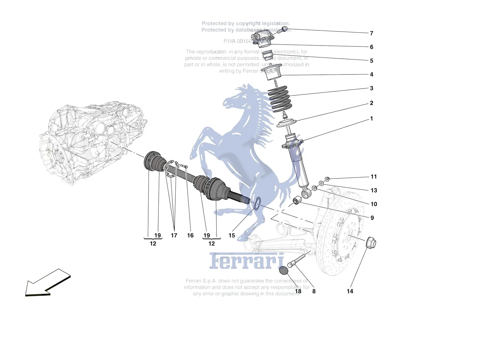 Ferrari Daytona SP3 [MECHANICAL SYSTEM] - D.27.01 - REAR SUSPENSION - SHOCK ABSORBERS exploded diagram