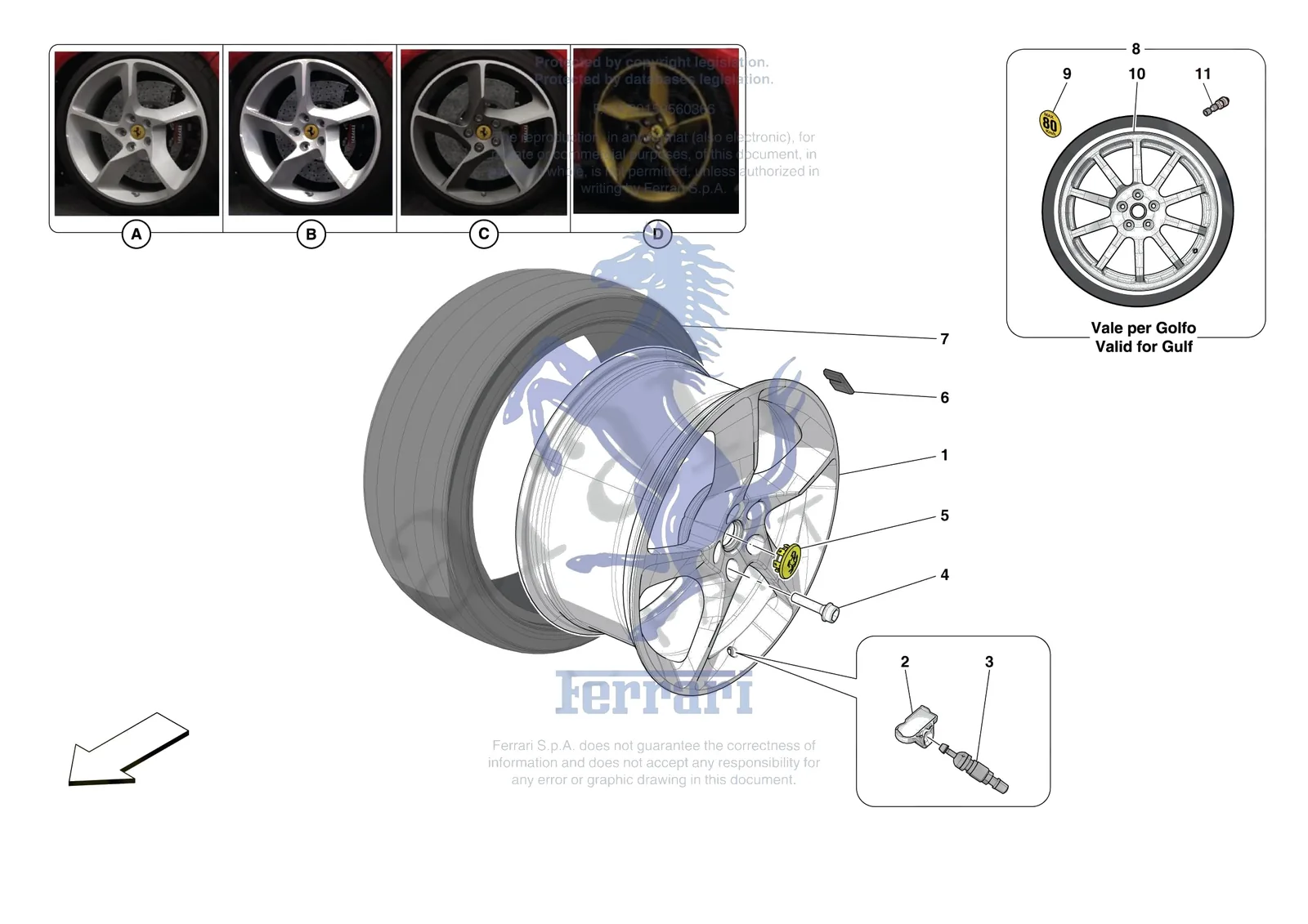Ferrari Daytona SP3 [MECHANICAL SYSTEM] - D.29 - COMPLETE WHEELS exploded diagram