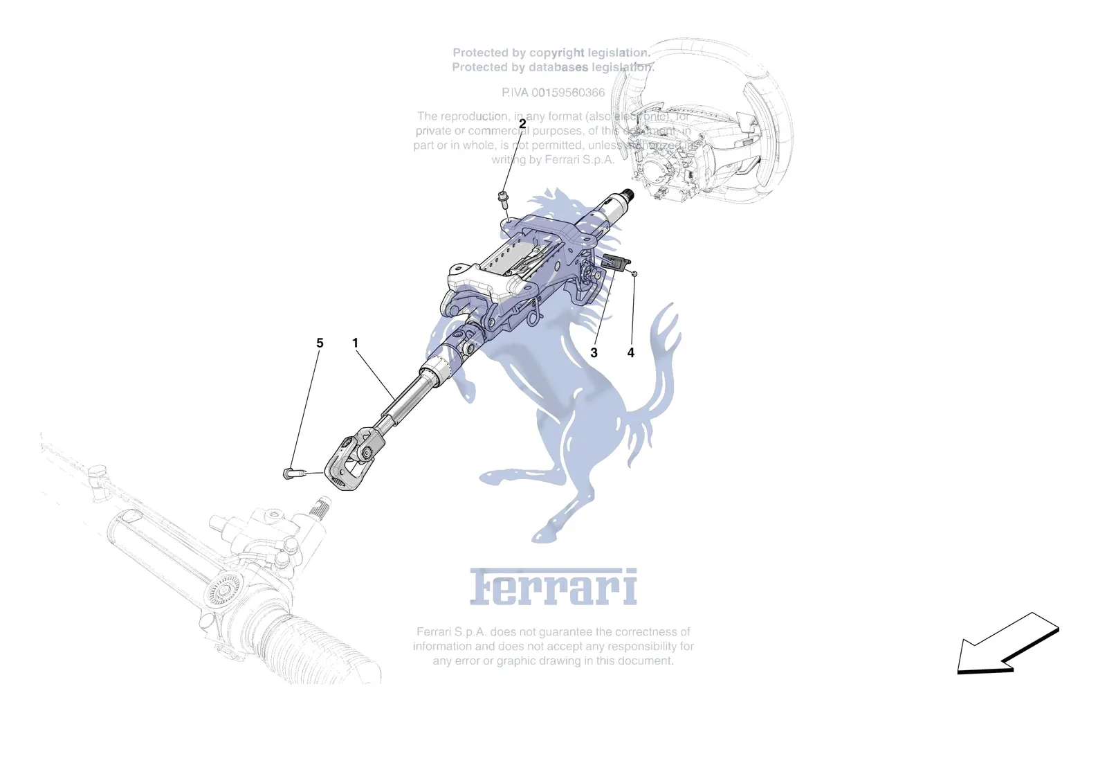 Ferrari Daytona SP3 [MECHANICAL SYSTEM] - D.30.01 - STEERING WHEEL AND STEERING SYSTEM - STEERING COLUMN exploded diagram