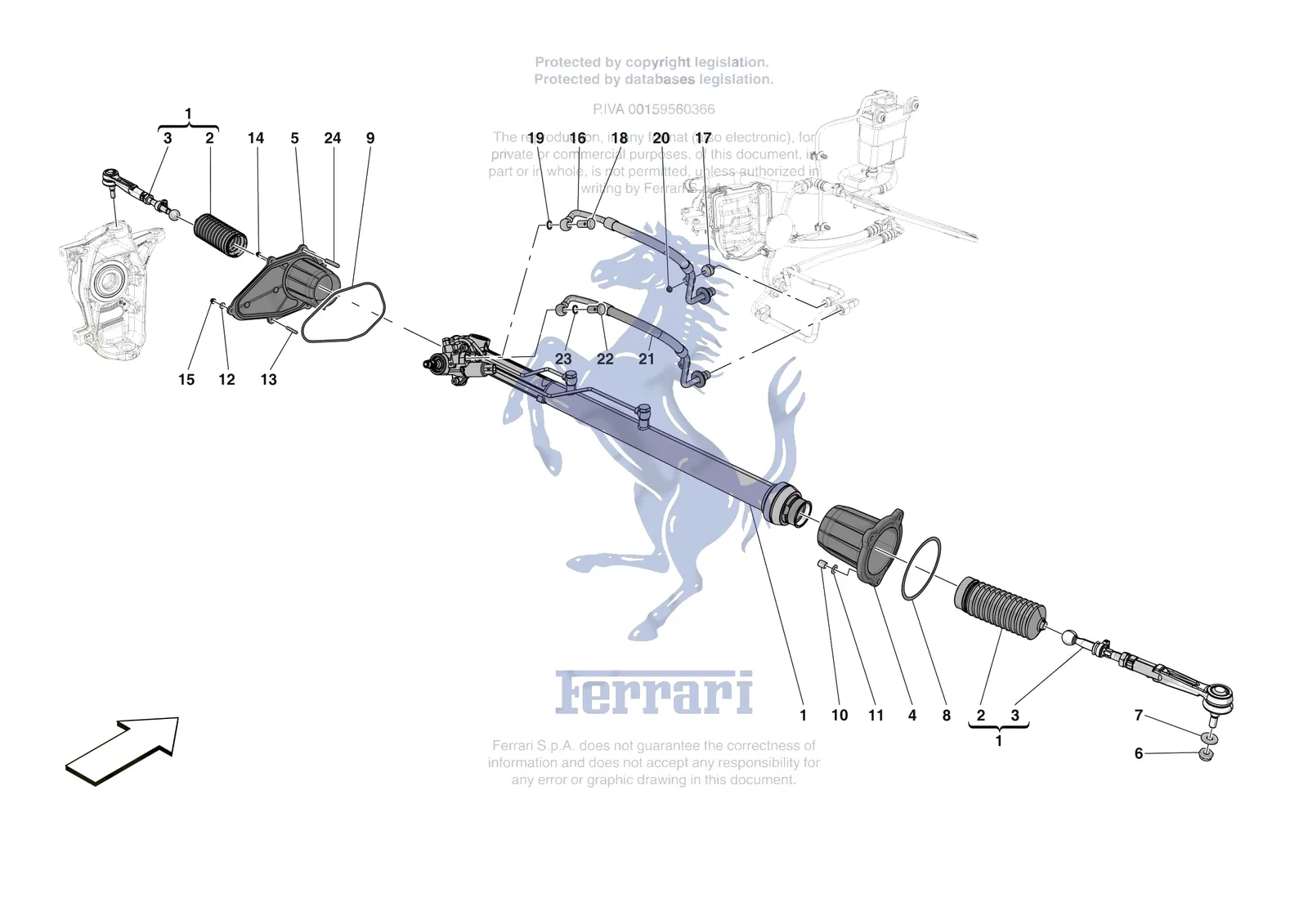 Ferrari Daytona SP3 [MECHANICAL SYSTEM] - D.31 - STEERING BOX exploded diagram