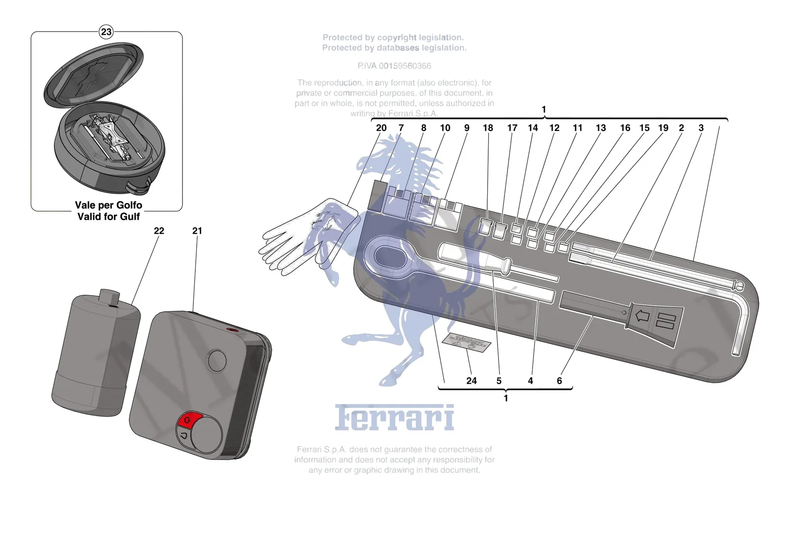 Ferrari Daytona SP3 [MECHANICAL SYSTEM] - D.38 - TOOLS PROVIDED WITH VEHICLE exploded diagram