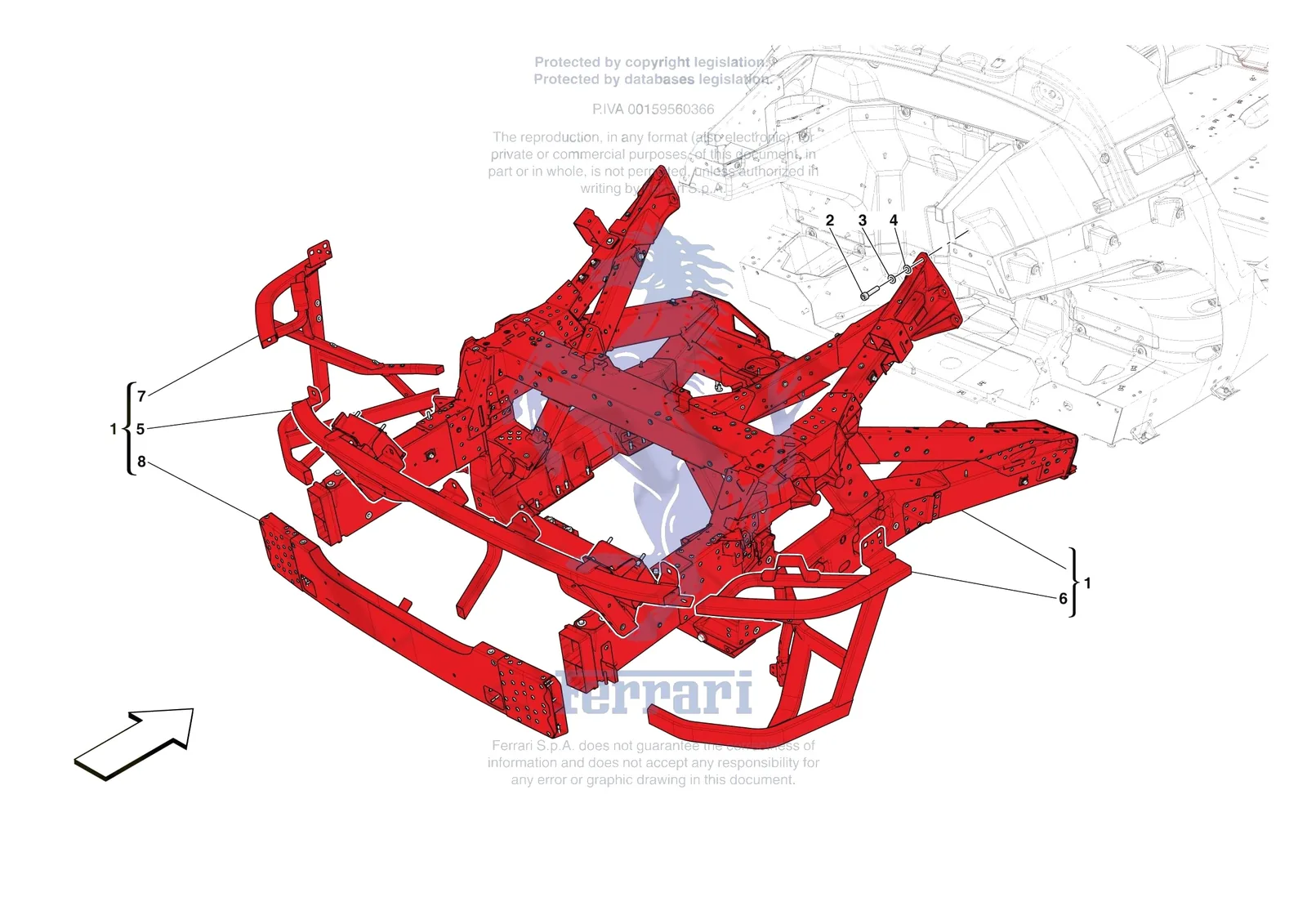 Ferrari Daytona SP3 [VEHICLE TRIM] - E.01.03 - STRUCTURES AND ELEMENTS REAR OF VEHICLE exploded diagram