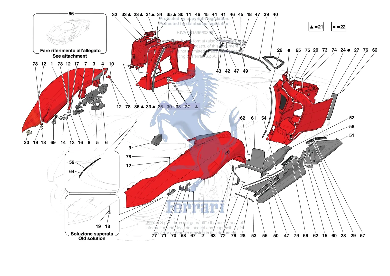 Ferrari Daytona SP3 [VEHICLE TRIM] - E.02 - LATERAL OUTER BODYSHELL exploded diagram