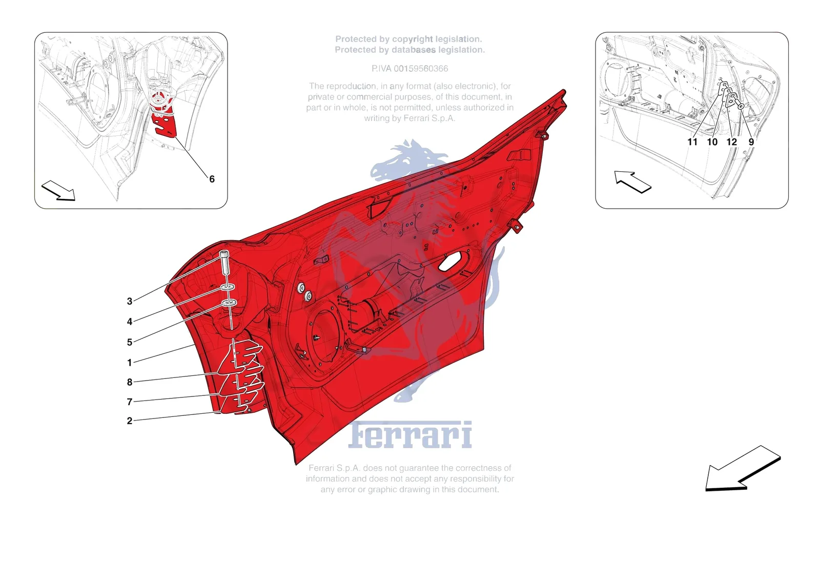 Ferrari Daytona SP3 [VEHICLE TRIM] - E.08 - FRONT DOOR SUBSTRUCTURE exploded diagram