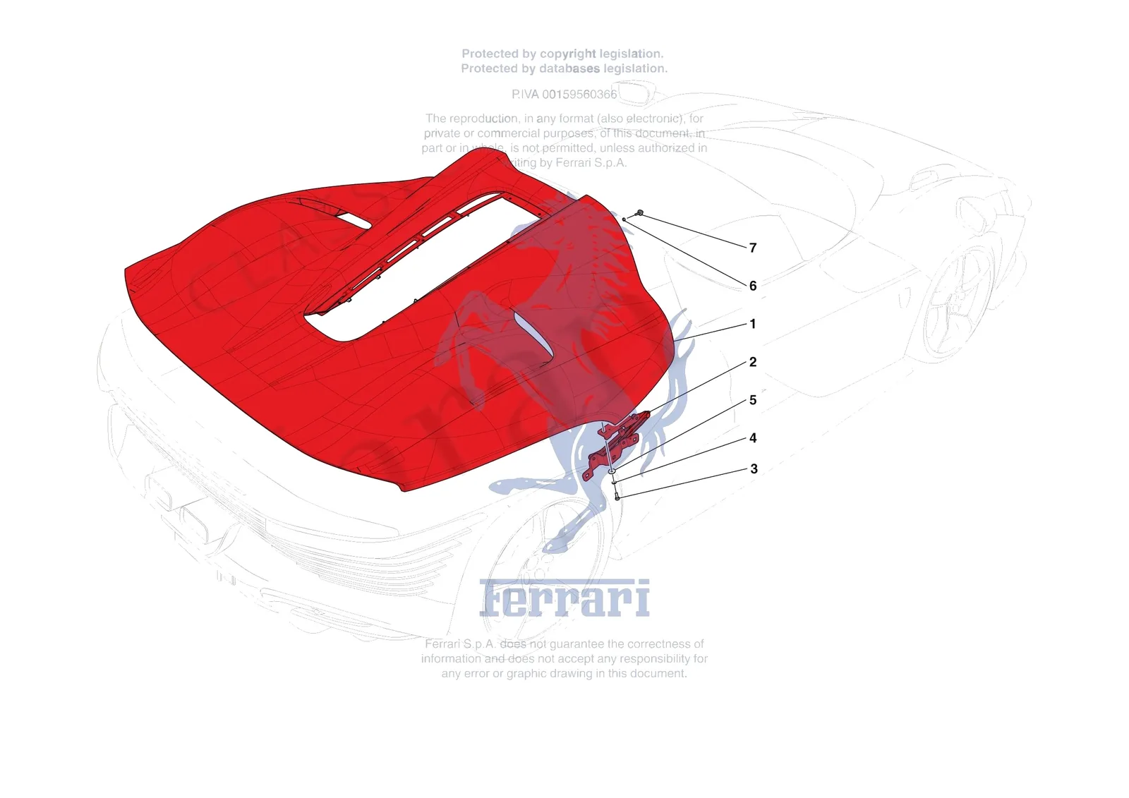 Ferrari Daytona SP3 [VEHICLE TRIM] - E.10 - REAR LID SUBSTRUCTURE exploded diagram