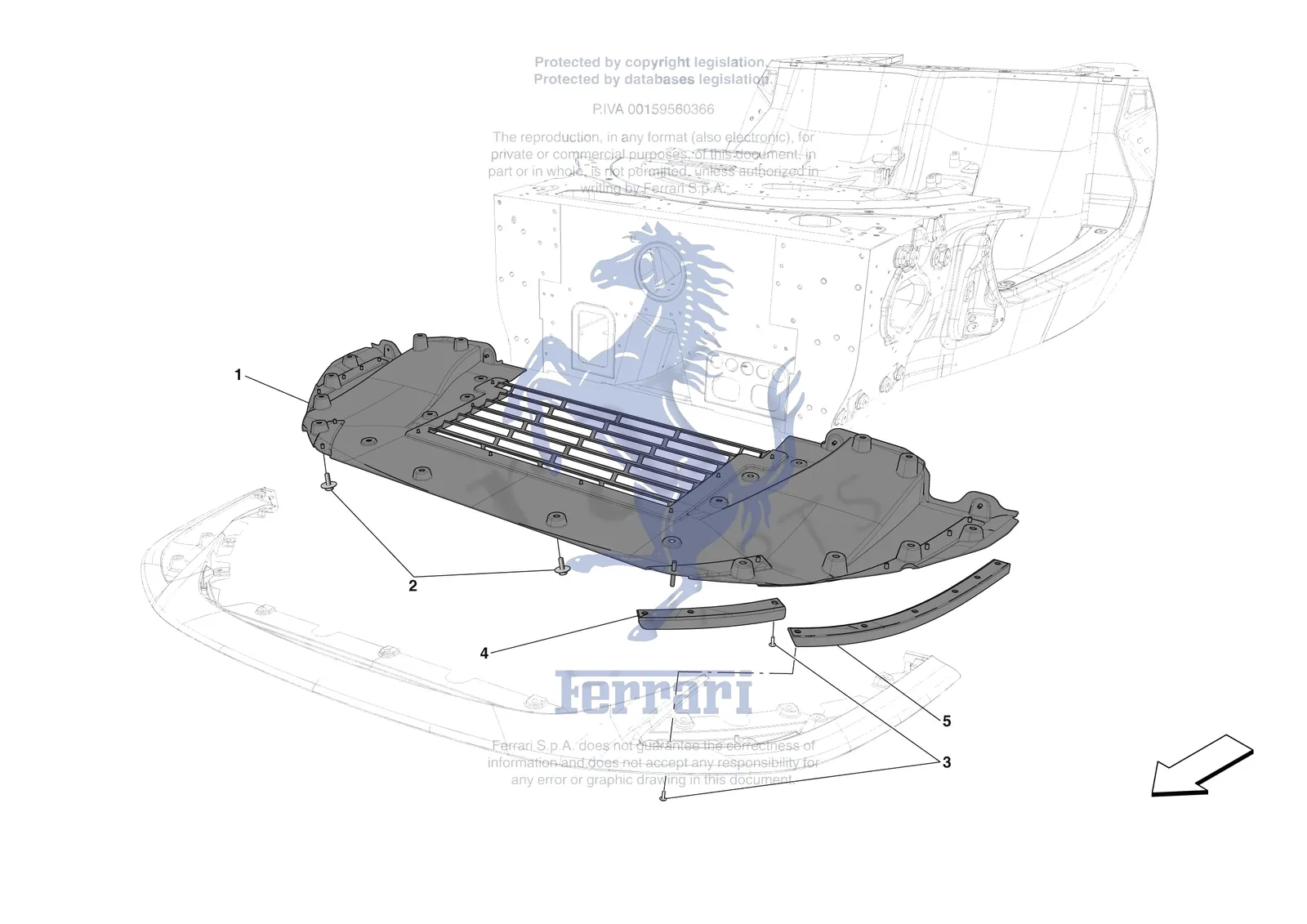 Ferrari Daytona SP3 [VEHICLE TRIM] - E.14 - FRONT SHIELDS exploded diagram