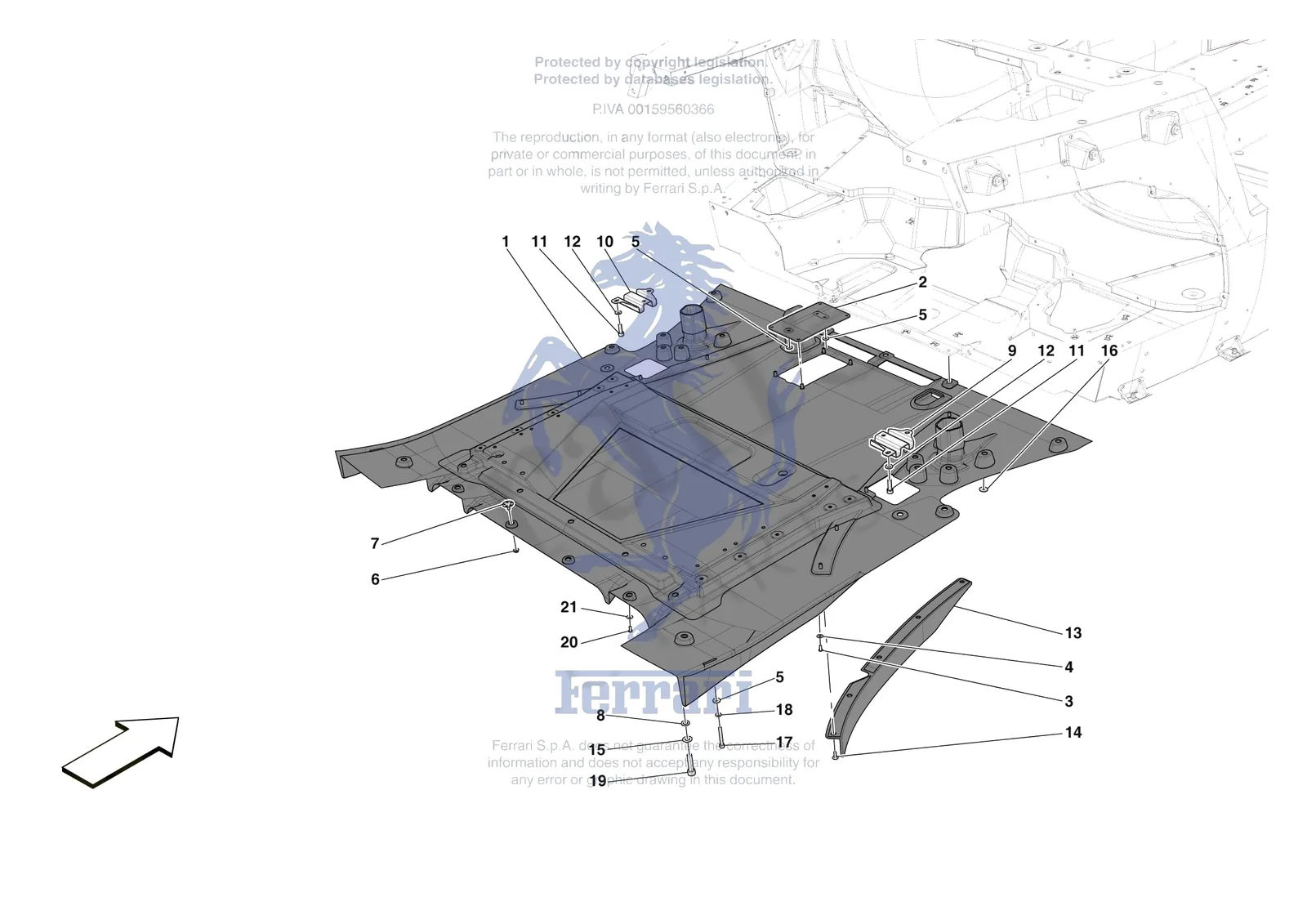 Ferrari Daytona SP3 [VEHICLE TRIM] - E.16 - REAR SHIELDS exploded diagram