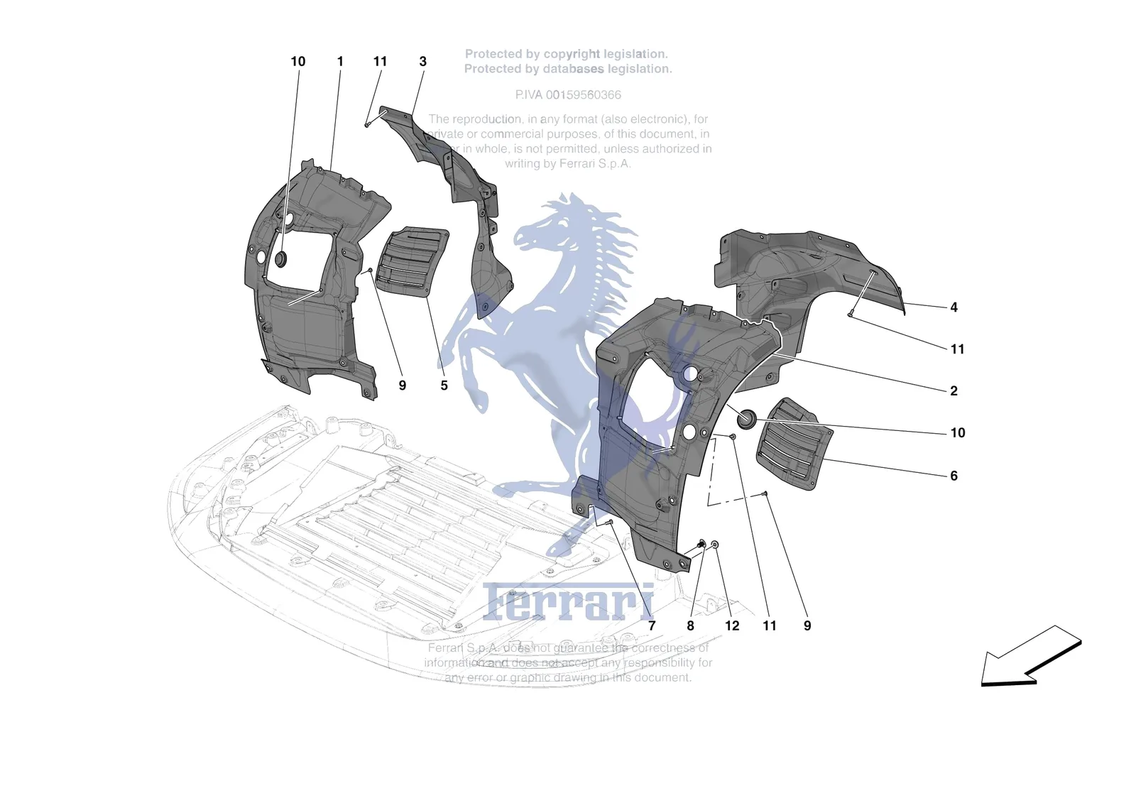 Ferrari Daytona SP3 [VEHICLE TRIM] - E.17 - FRONT WHEELHOUSE exploded diagram