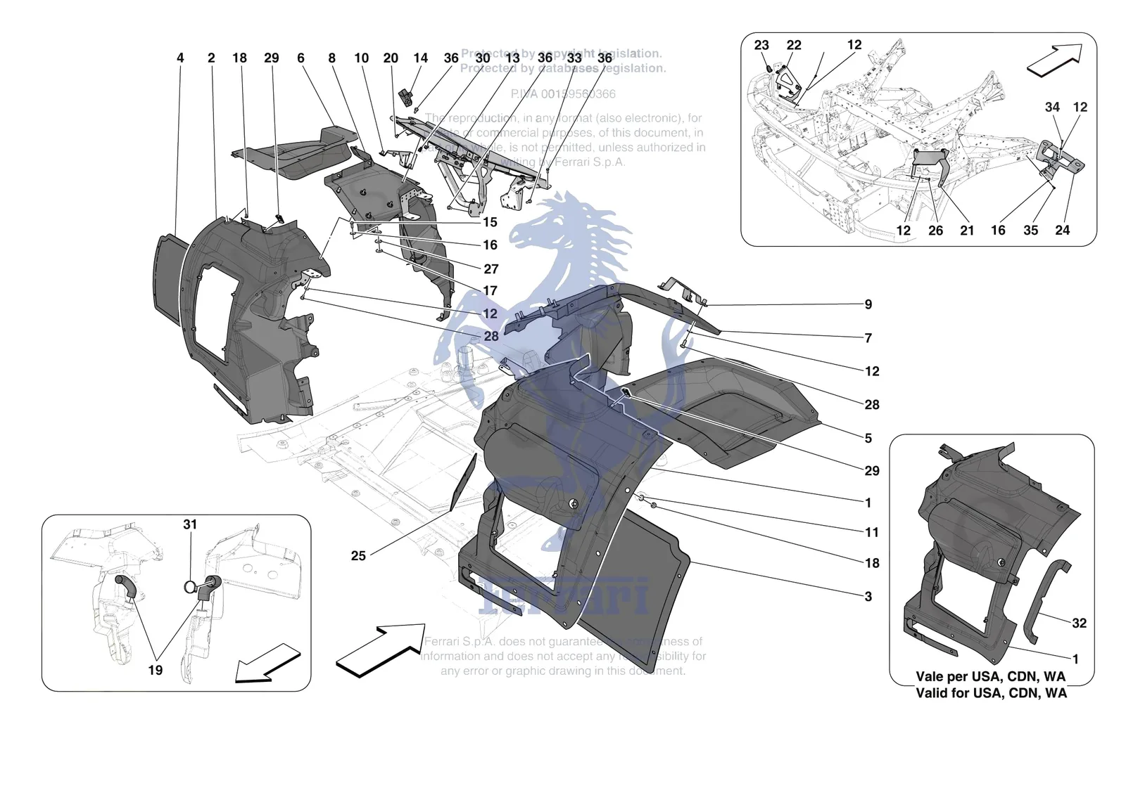 Ferrari Daytona SP3 [VEHICLE TRIM] - E.18 - REAR WHEELHOUSE exploded diagram