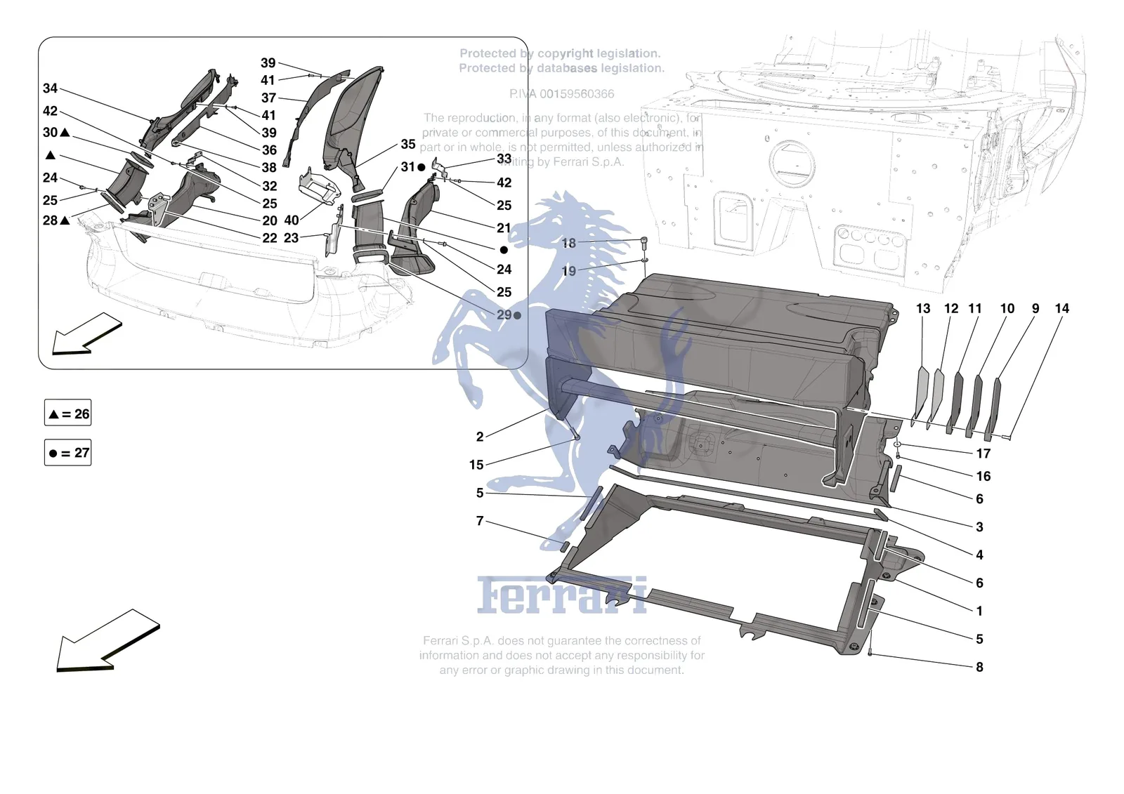 Ferrari Daytona SP3 [VEHICLE TRIM] - E.22 - FRONT AIR INTAKES exploded diagram