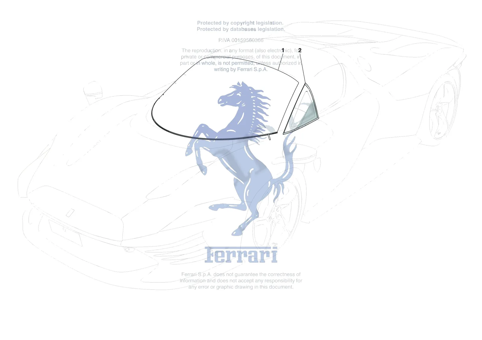 Ferrari Daytona SP3 [VEHICLE TRIM] - E.25 - WINDSCREEN exploded diagram