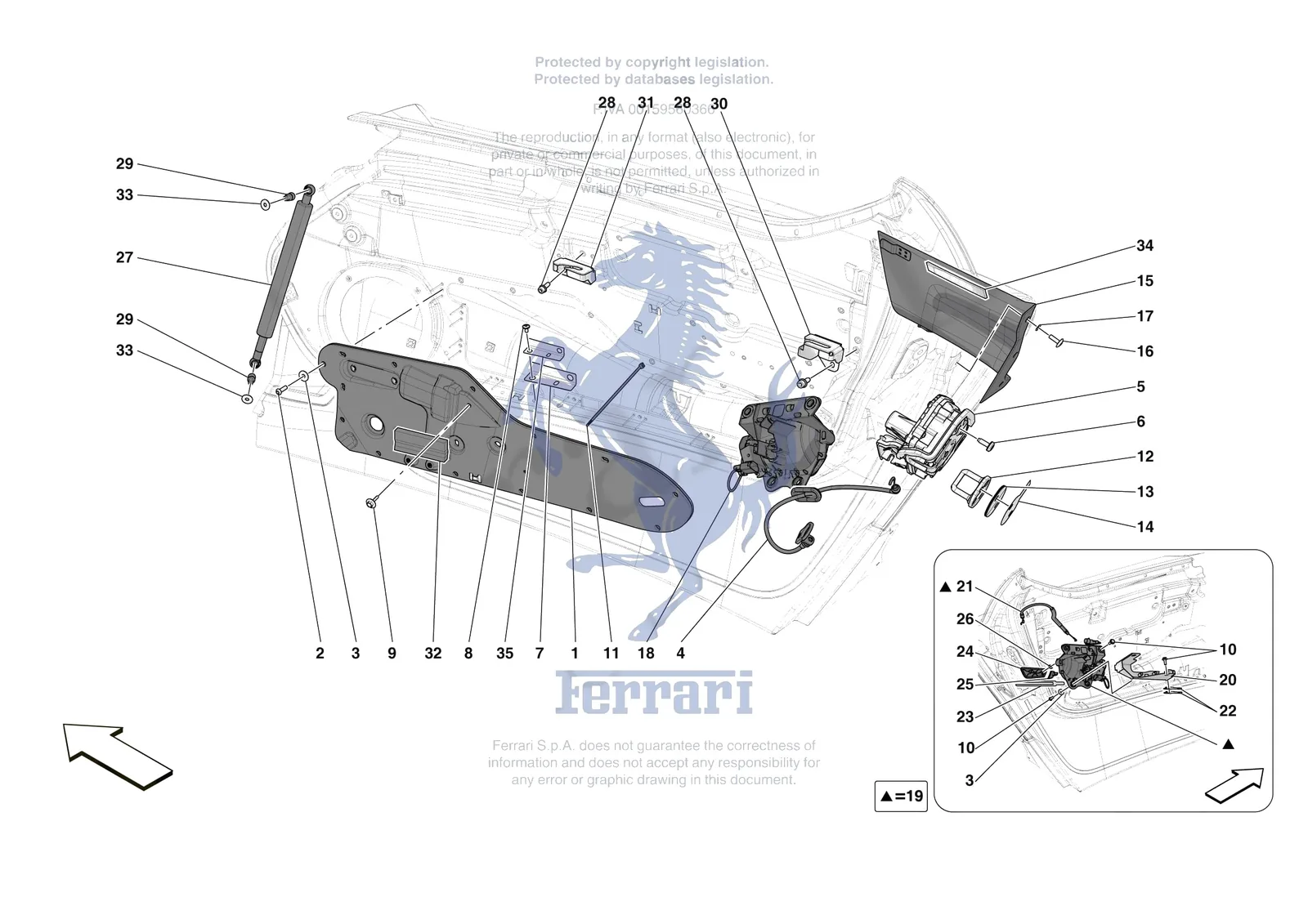 Ferrari Daytona SP3 [VEHICLE TRIM] - E.29.02 - DOORS - OPENING MECHANISMS AND HINGES exploded diagram