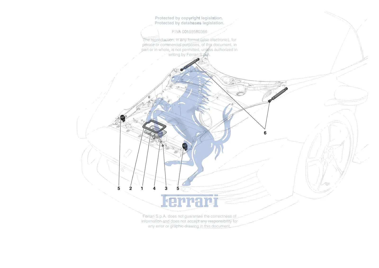 Ferrari Daytona SP3 [VEHICLE TRIM] - E.33 - FRONT LID TRIM exploded diagram