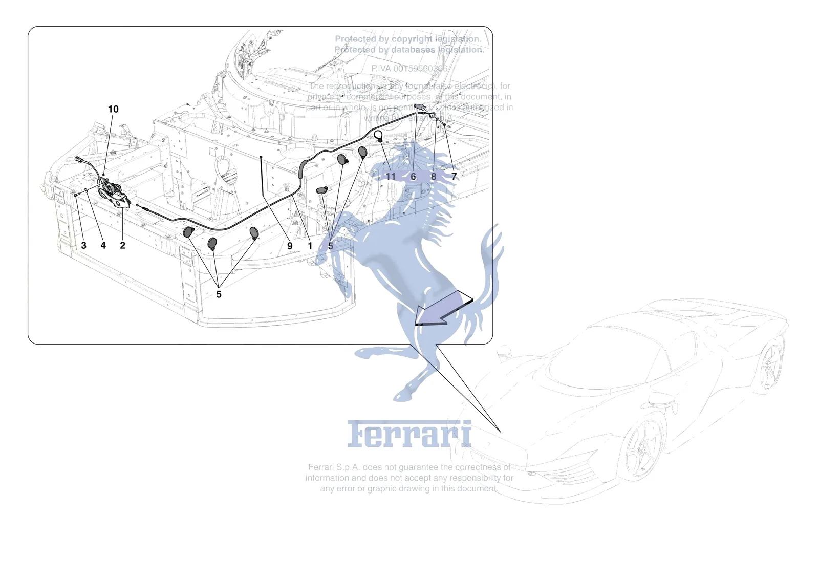 Ferrari Daytona SP3 [VEHICLE TRIM] - E.34 - FRONT LID LOCK exploded diagram