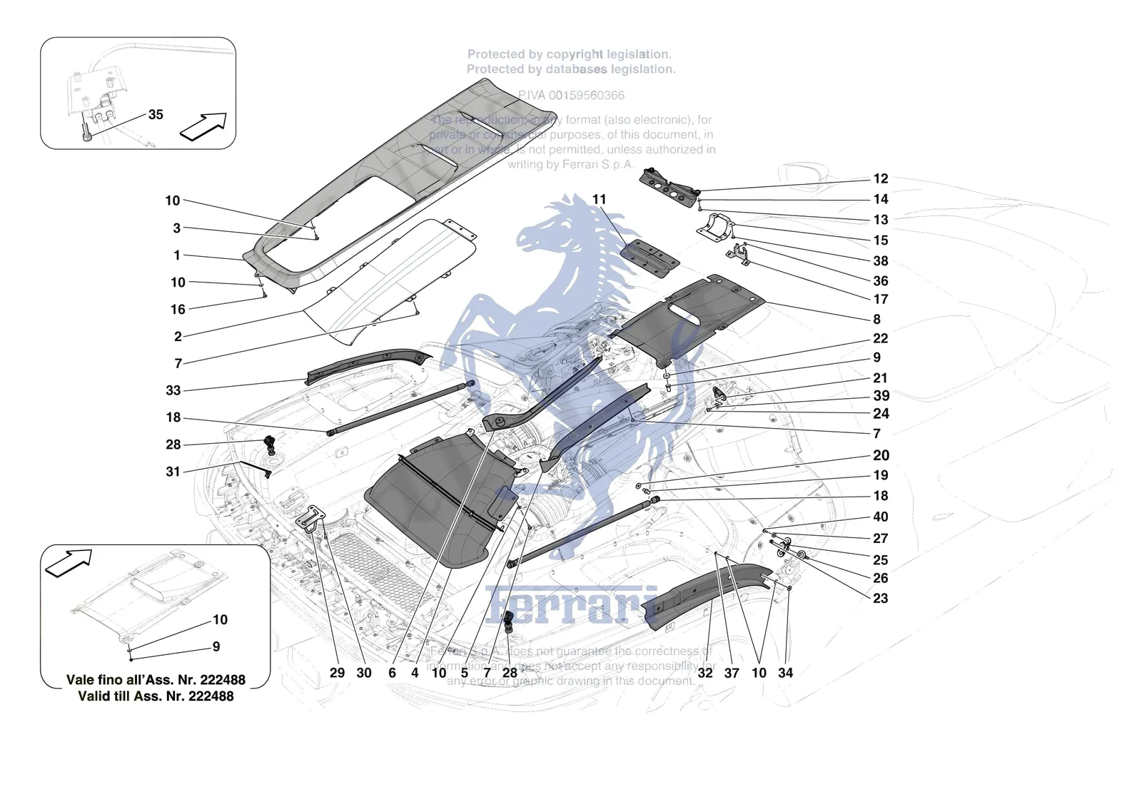 Ferrari Daytona SP3 [VEHICLE TRIM] - E.36 - REAR LID TRIM exploded diagram