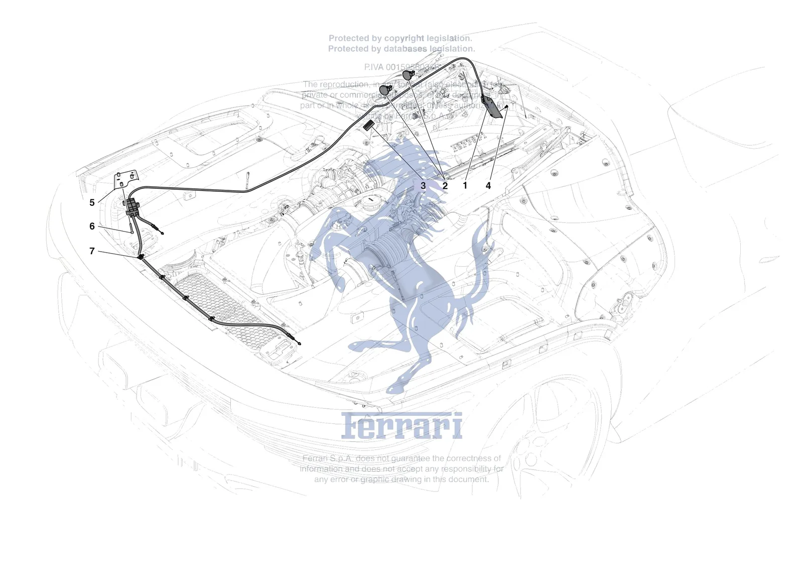 Ferrari Daytona SP3 [VEHICLE TRIM] - E.39 - REAR LID OPENING MECHANISM exploded diagram