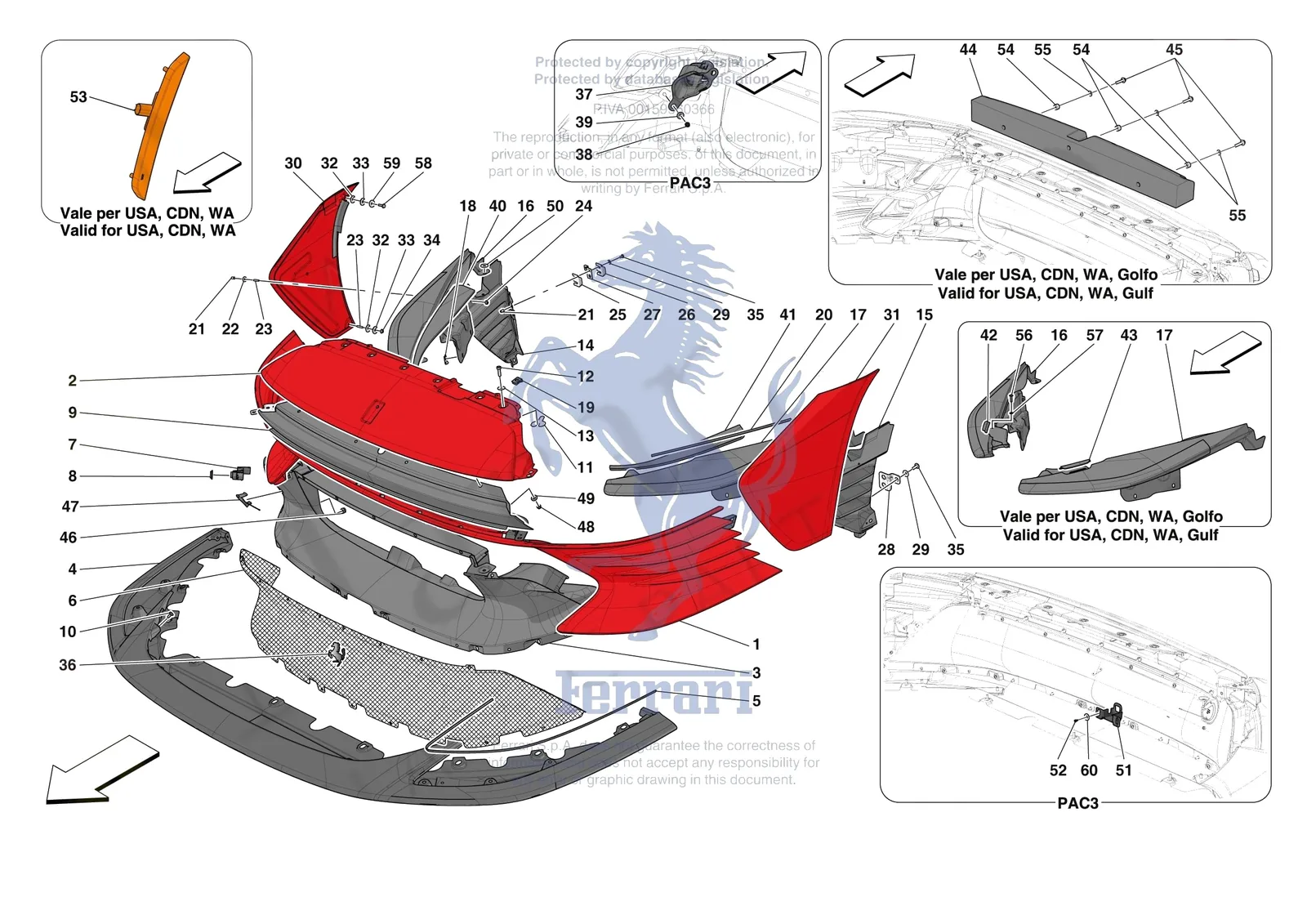 Ferrari Daytona SP3 [VEHICLE TRIM] - E.40 - FRONT BUMPER exploded diagram