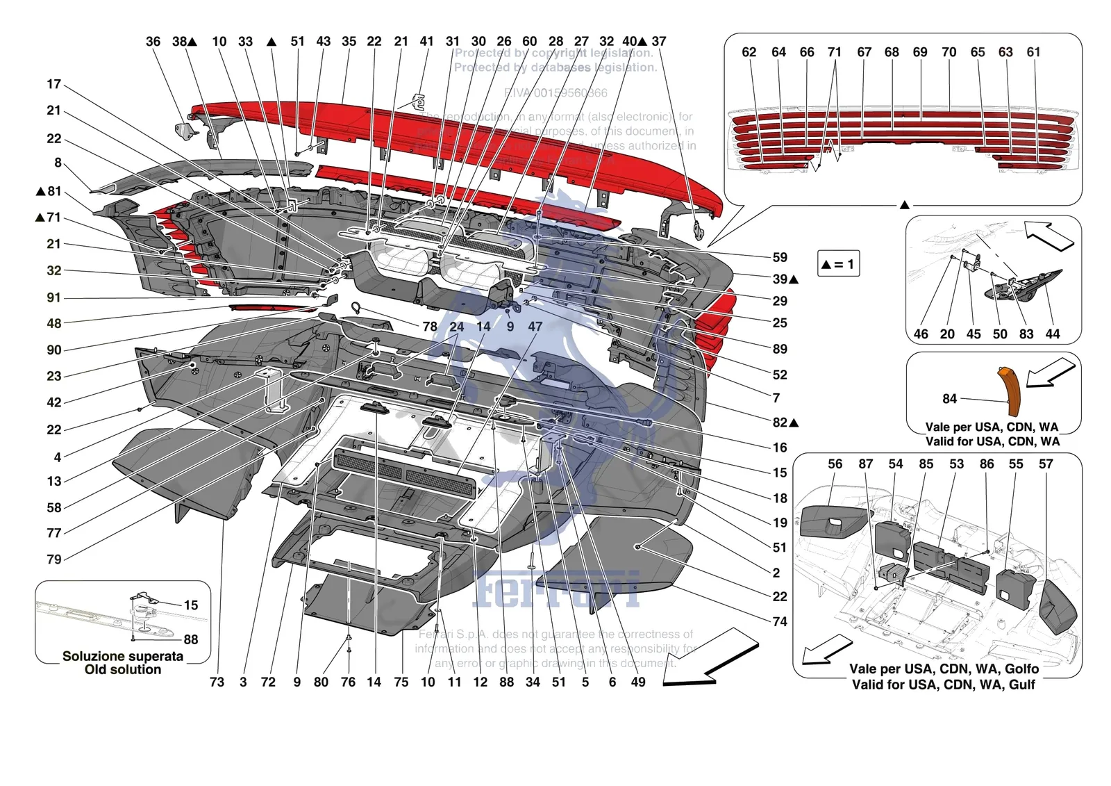 Ferrari Daytona SP3 [VEHICLE TRIM] - E.42 - REAR BUMPER exploded diagram