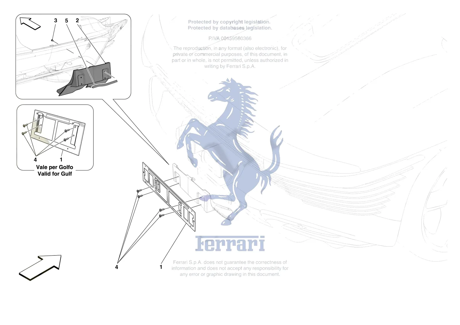 Ferrari Daytona SP3 [VEHICLE TRIM] - E.43 - REAR LICENCE PLATE INSTALLATION exploded diagram