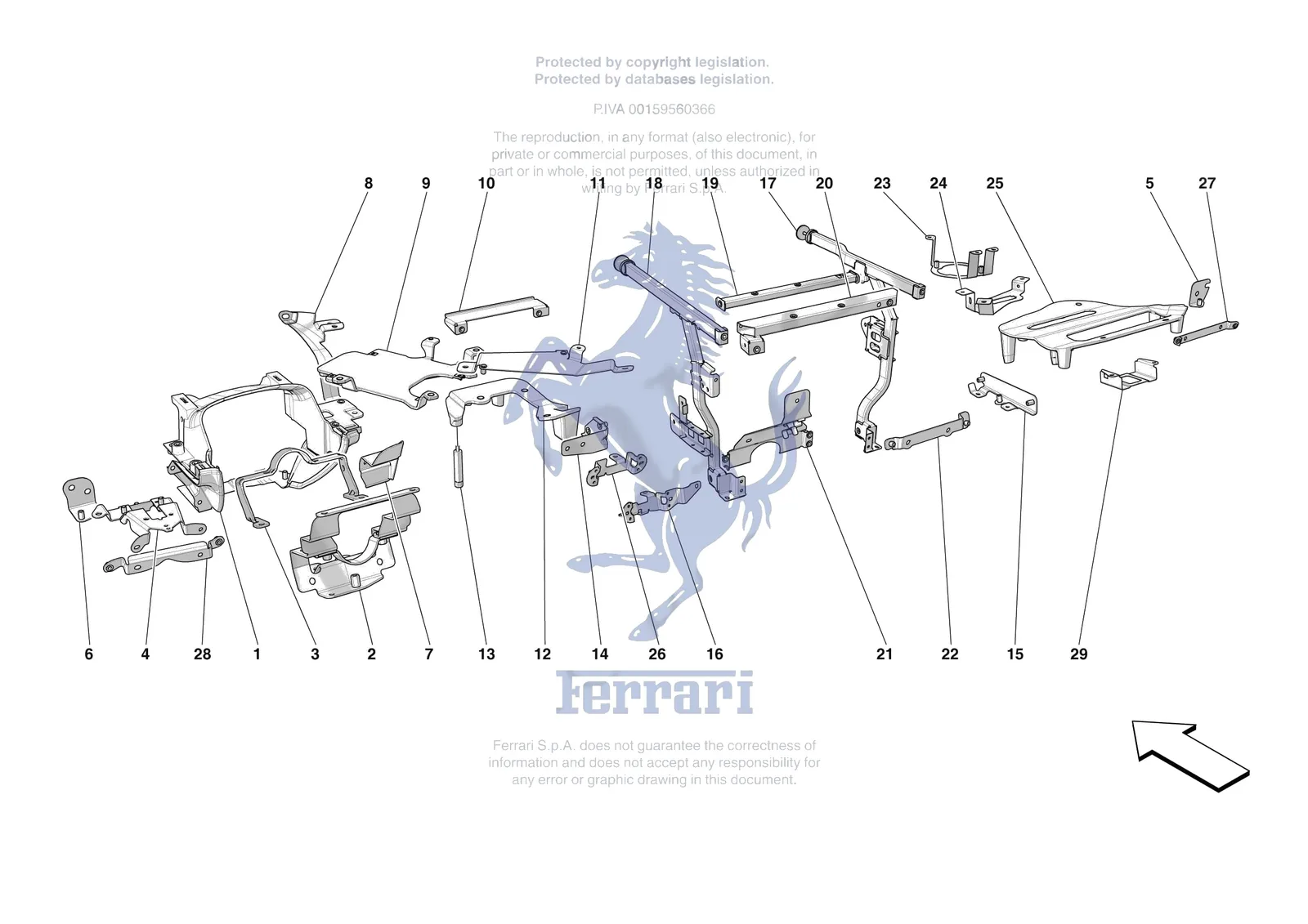 Ferrari Daytona SP3 [VEHICLE TRIM] - E.47.01 - DASHBOARD - SUBSTRUCTURE exploded diagram