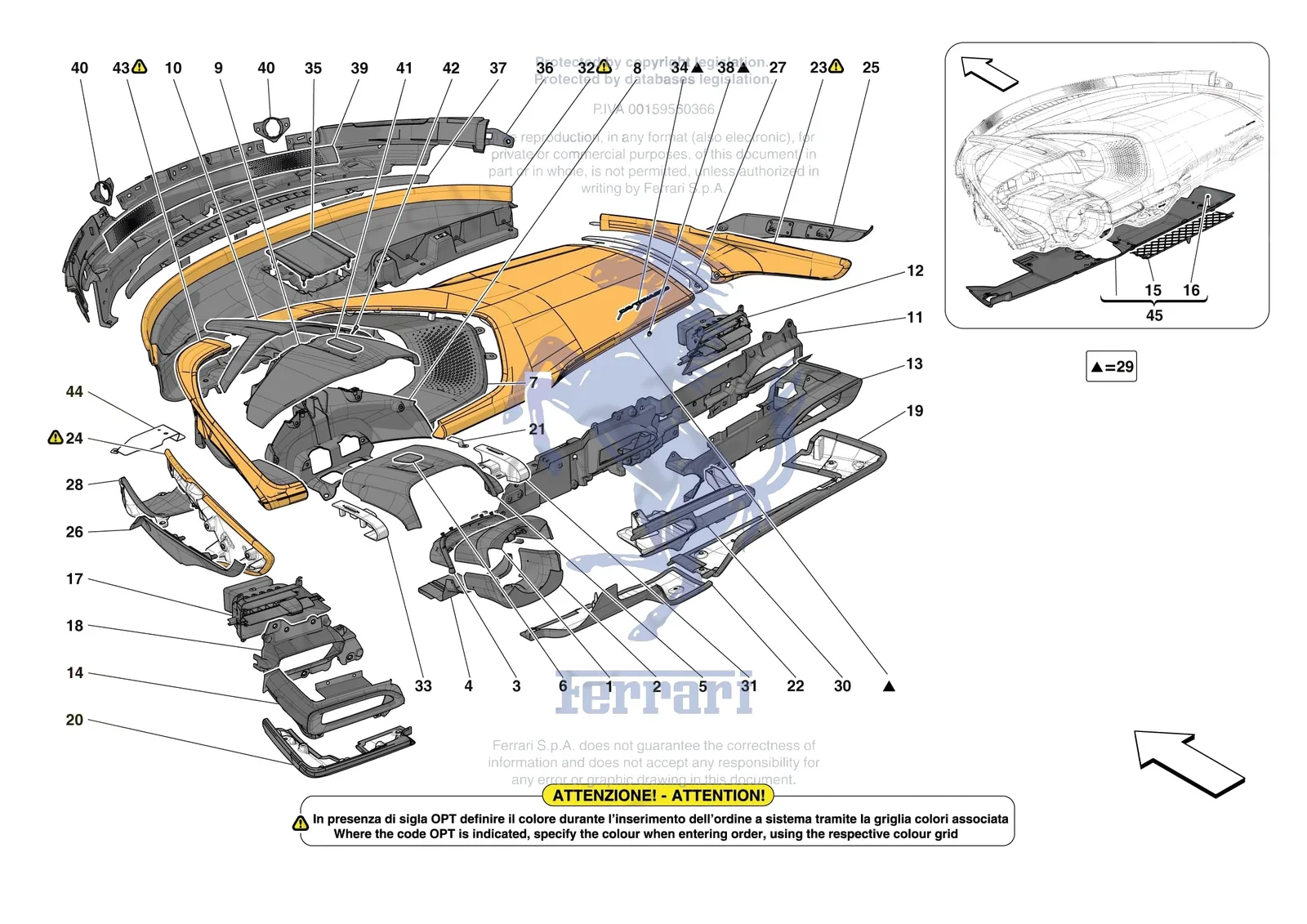 Ferrari Daytona SP3 [VEHICLE TRIM] - E.47.03 - DASHBOARD - TRIM exploded diagram