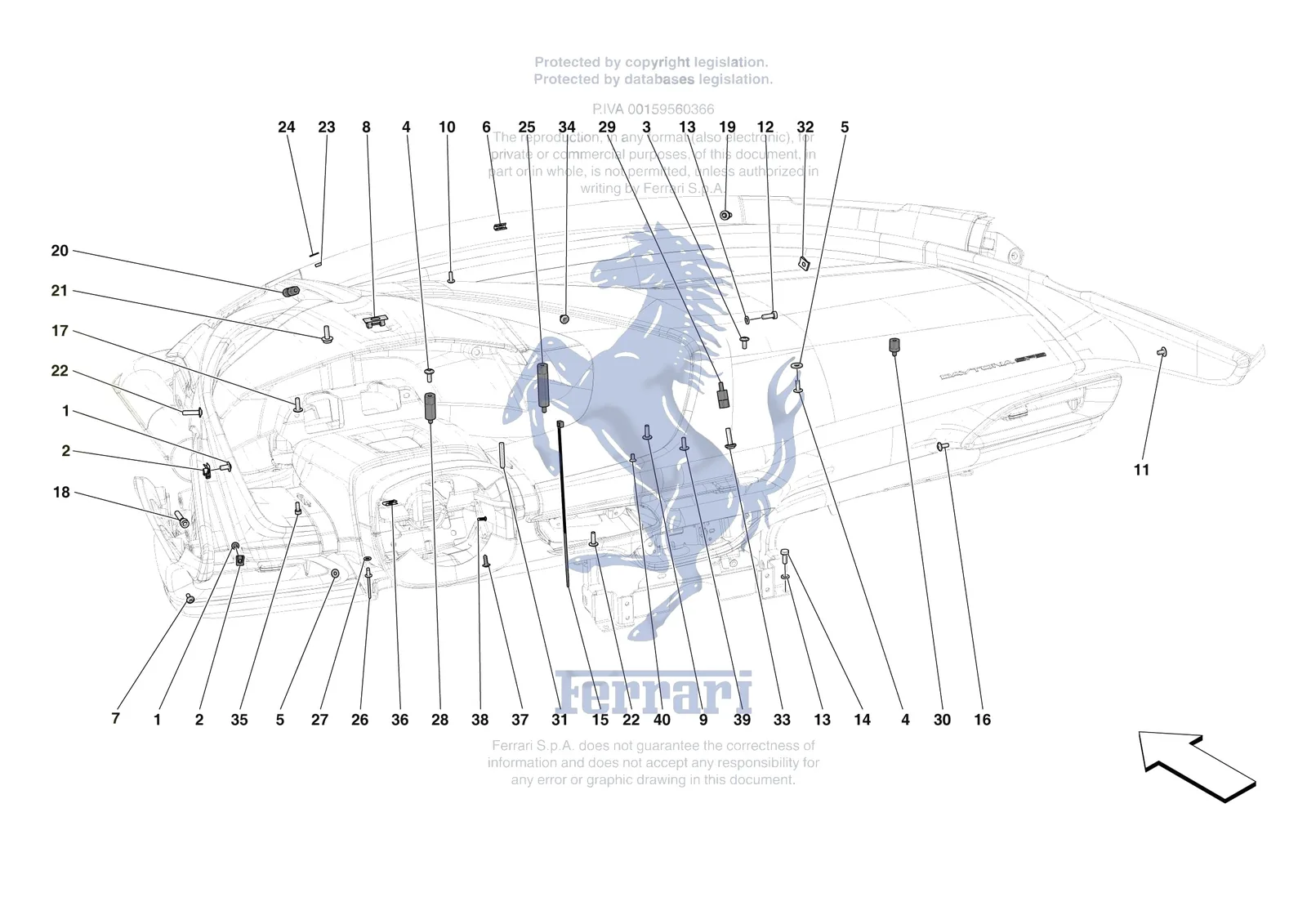 Ferrari Daytona SP3 [VEHICLE TRIM] - E.47.09 - DASHBOARD - FASTENERS exploded diagram