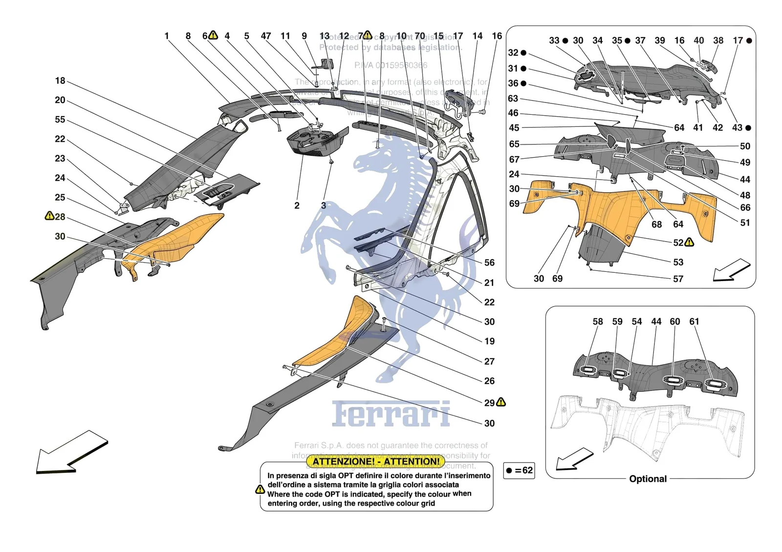 Ferrari Daytona SP3 [VEHICLE TRIM] - E.49 - INNER TRIM (ABOVE BELTLINE) exploded diagram
