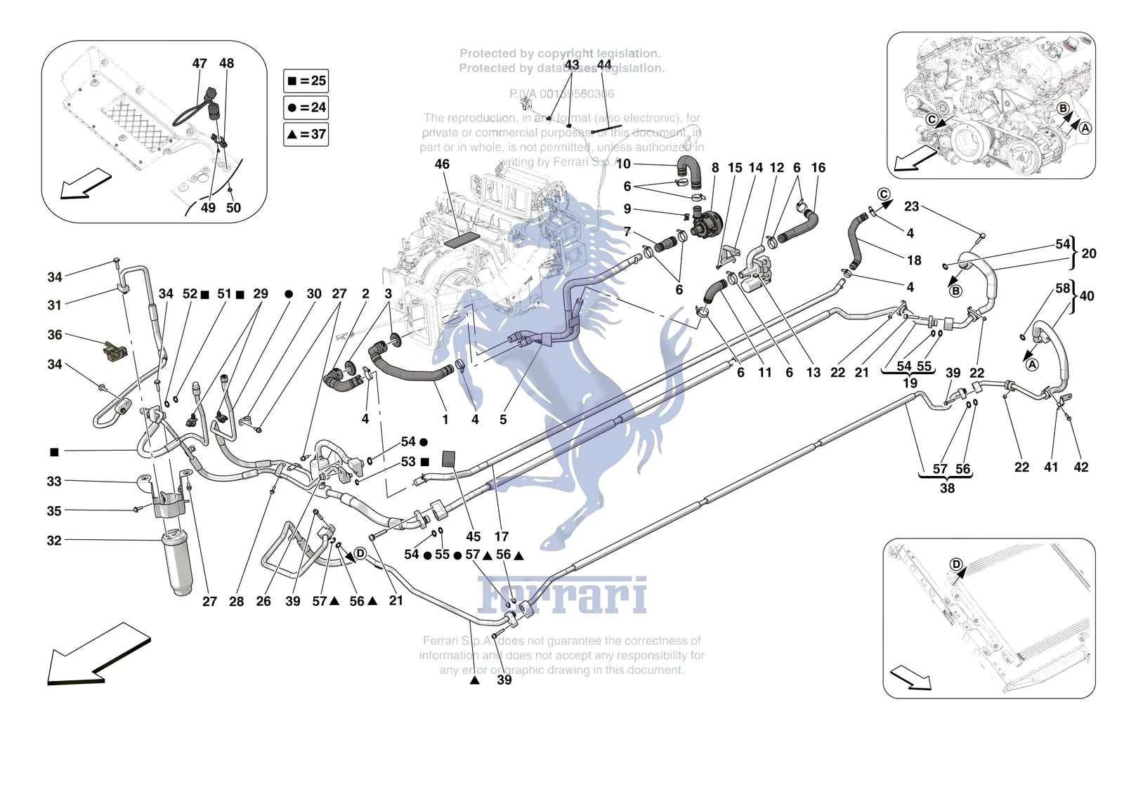 Ferrari Daytona SP3 [VEHICLE TRIM] - E.57.02 - AC SYSTEM - AIR CONDITIONER SYSTEM exploded diagram