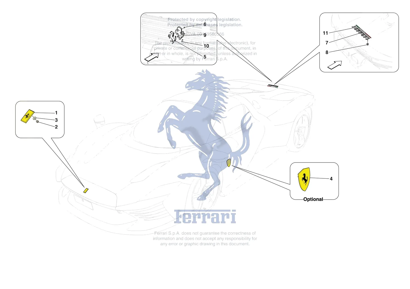 Ferrari Daytona SP3 [VEHICLE TRIM] - E.58 - BADGES exploded diagram