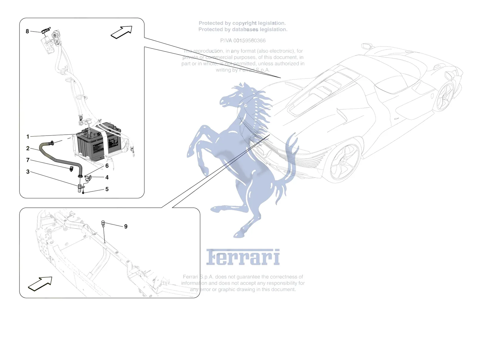 Ferrari Daytona SP3 [ELECTRICAL SYSTEM] - F.01 - BATTERIES exploded diagram