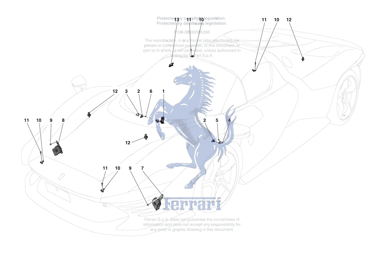 Ferrari Daytona SP3 [ELECTRICAL SYSTEM] - F.05 - OTHER ELECTRICAL DEVICES exploded diagram