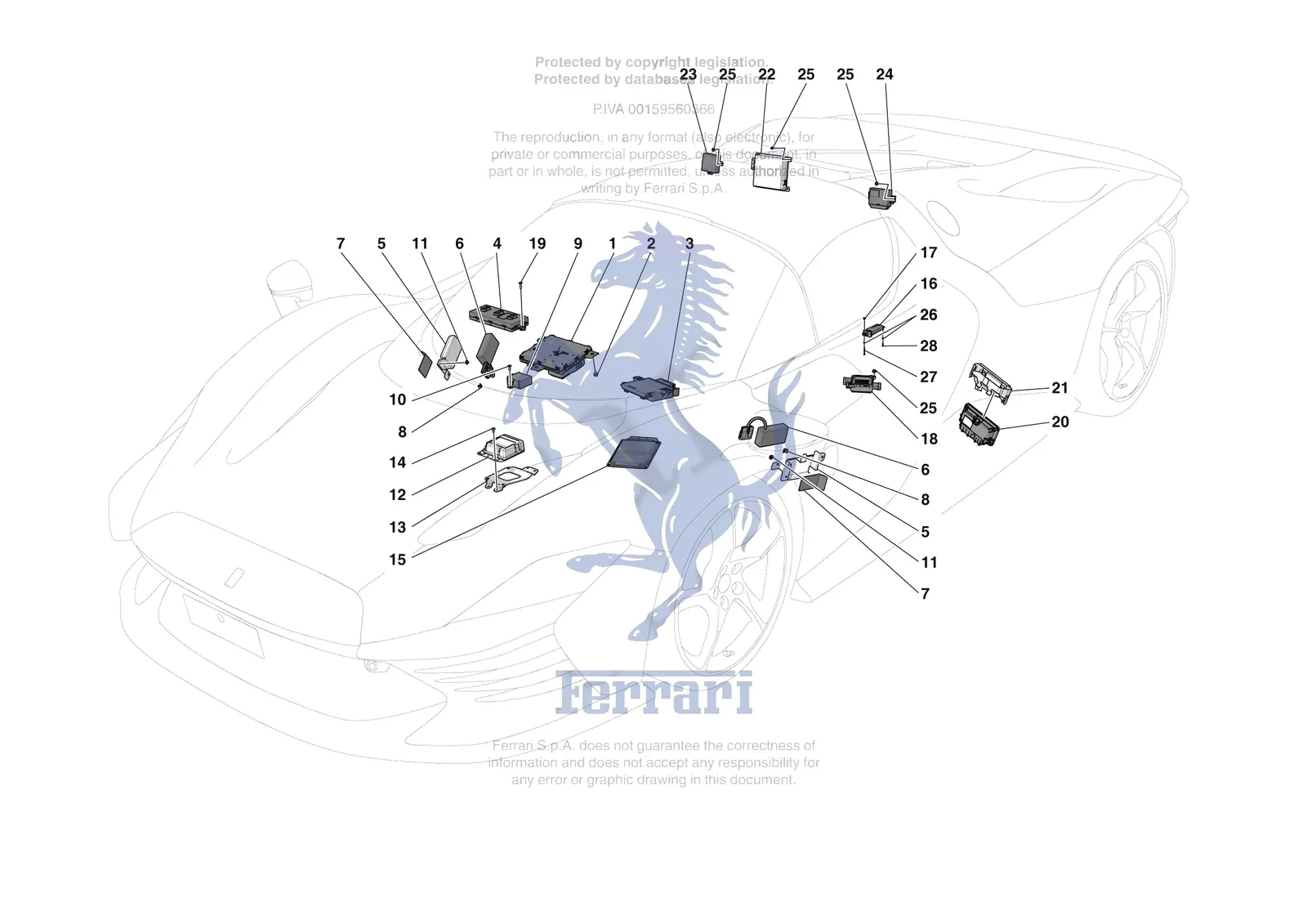 Ferrari Daytona SP3 [ELECTRICAL SYSTEM] - F.06 - ELECTRICAL SYSTEM CONTROL UNITS exploded diagram