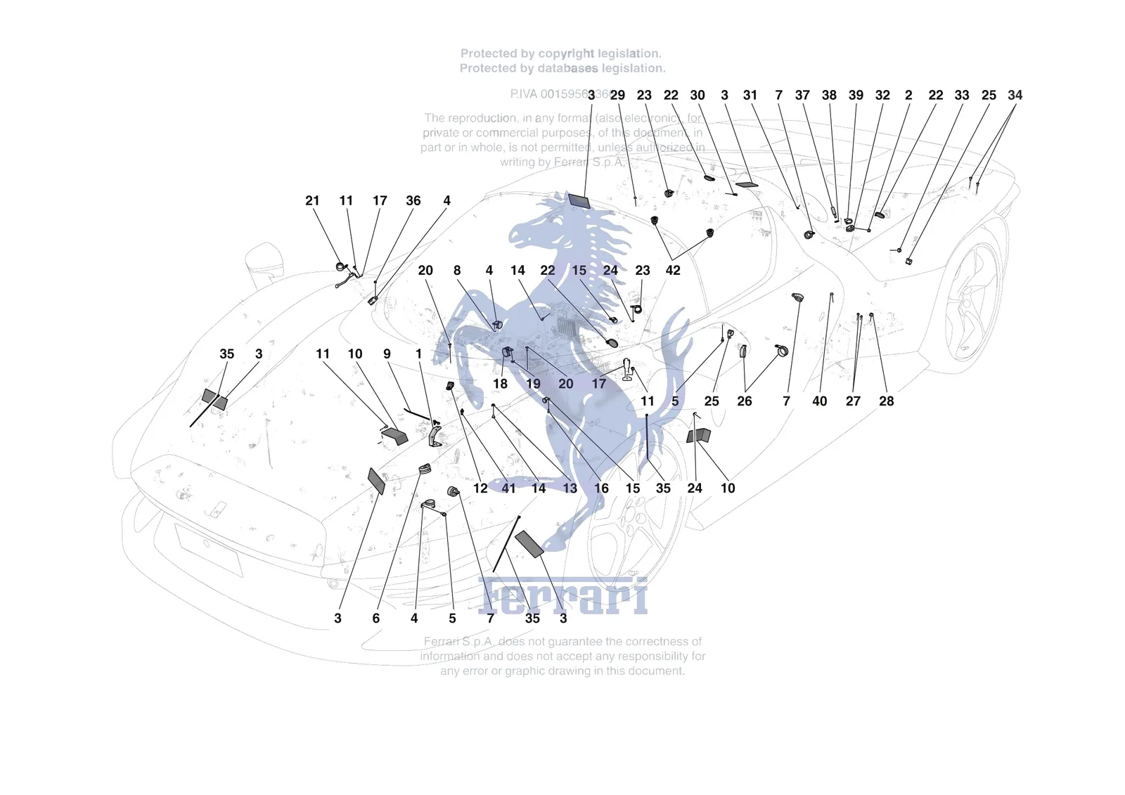 Ferrari Daytona SP3 [ELECTRICAL SYSTEM] - F.08 - VARIOUS FASTENINGS FOR THE ELECTRICAL SYSTEM exploded diagram
