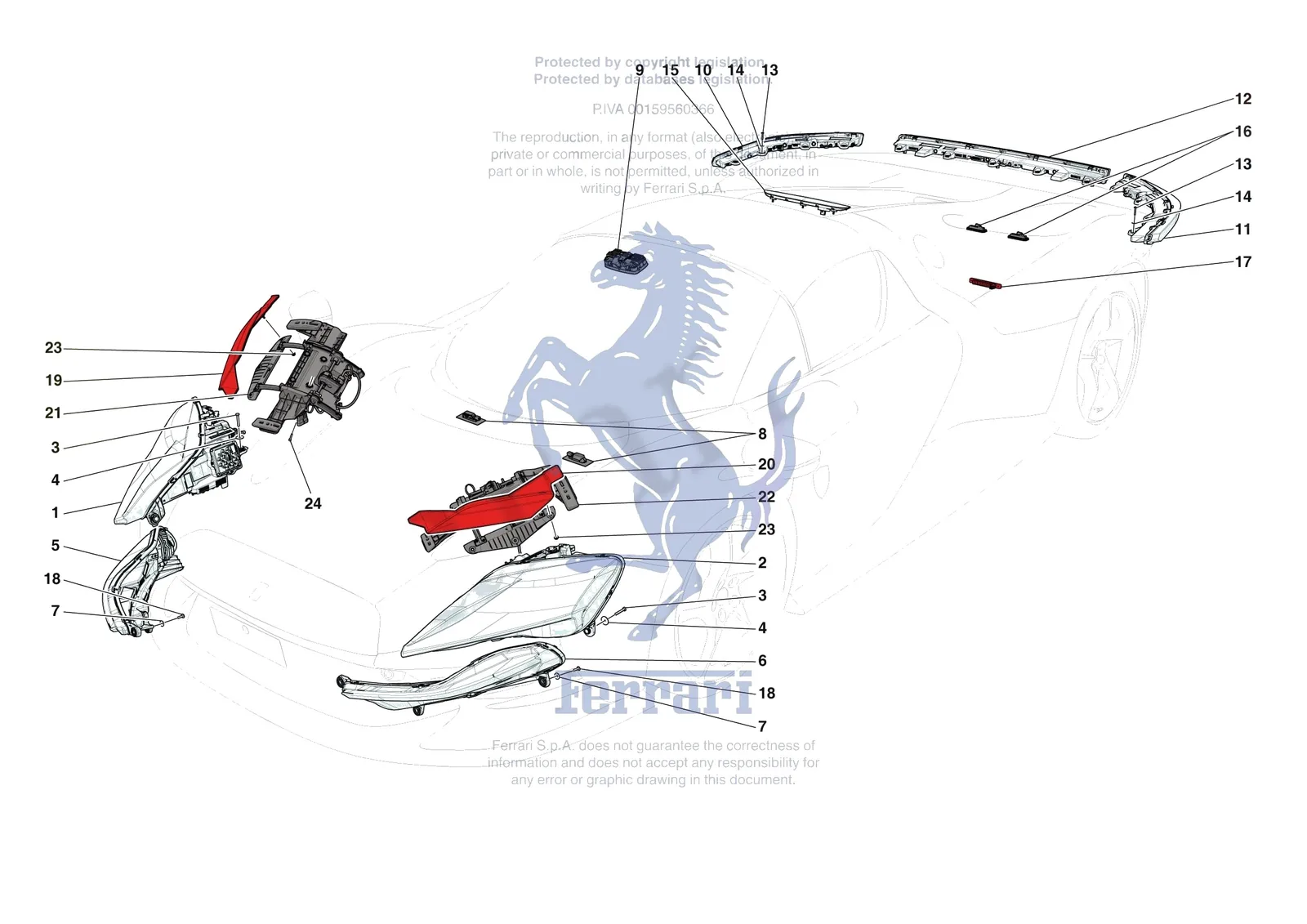 Ferrari Daytona SP3 [ELECTRICAL SYSTEM] - F.09 - LIGHTING SYSTEMS exploded diagram