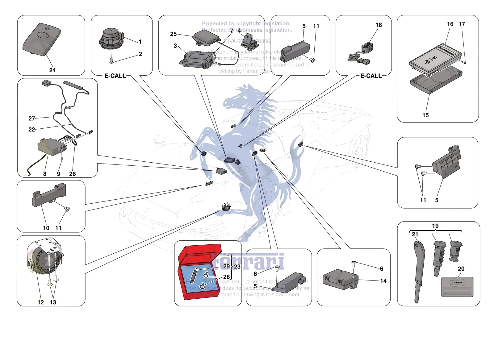 Ferrari Daytona SP3 [ELECTRICAL SYSTEM] - F.11 - ANTI-THEFT SYSTEM exploded diagram
