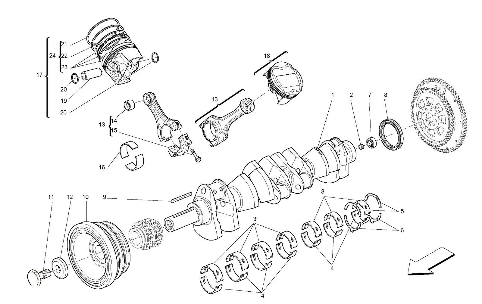 Driving Shaft - Connecting Rods And Pistons