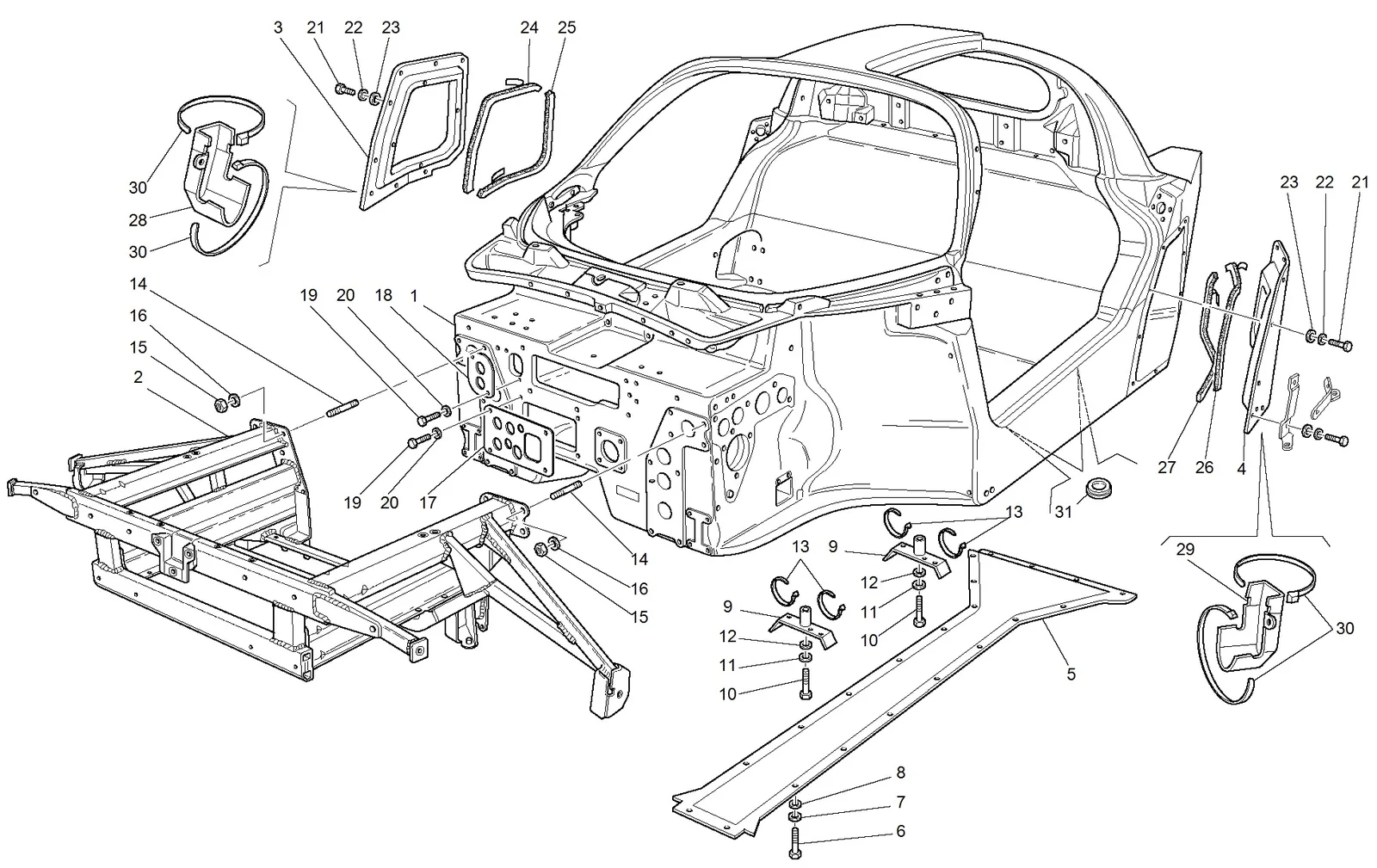 Monocoque Body Frame - Front Frame - Central Flat Floor Pan