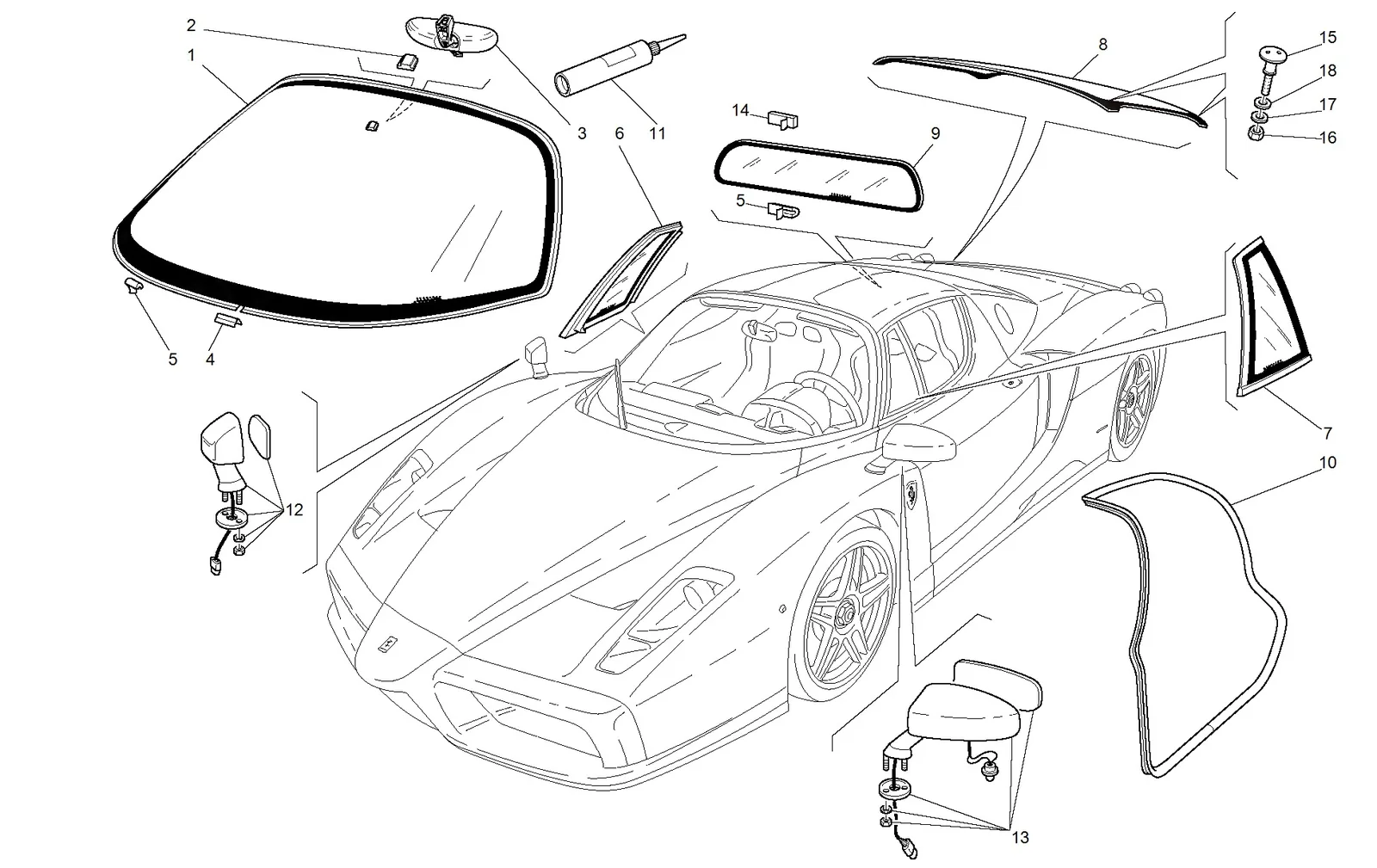 Glasses, Gaskets And Rear View Mirrors