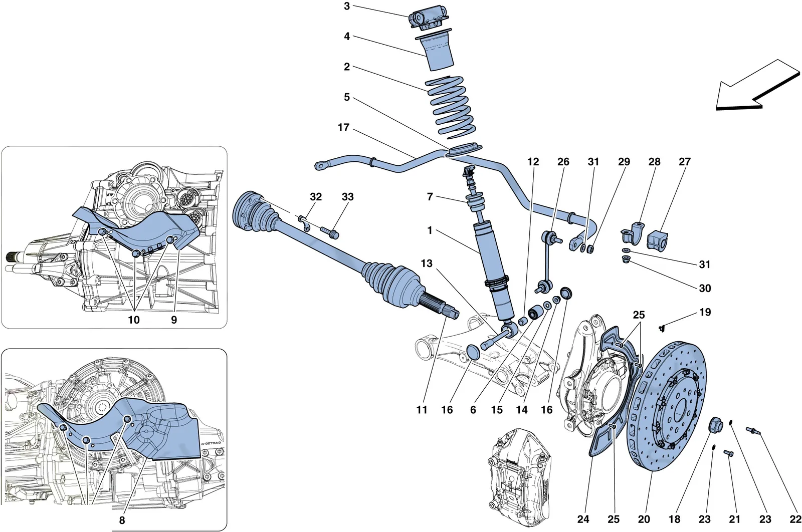 Rear Suspension - Shock Absorber And Brake Disc