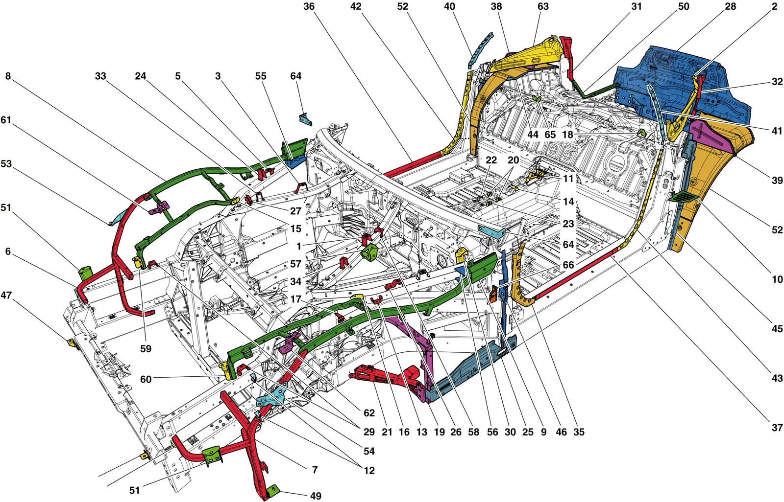 Ferrari F12 Berlinetta Chassis Completion exploded diagram